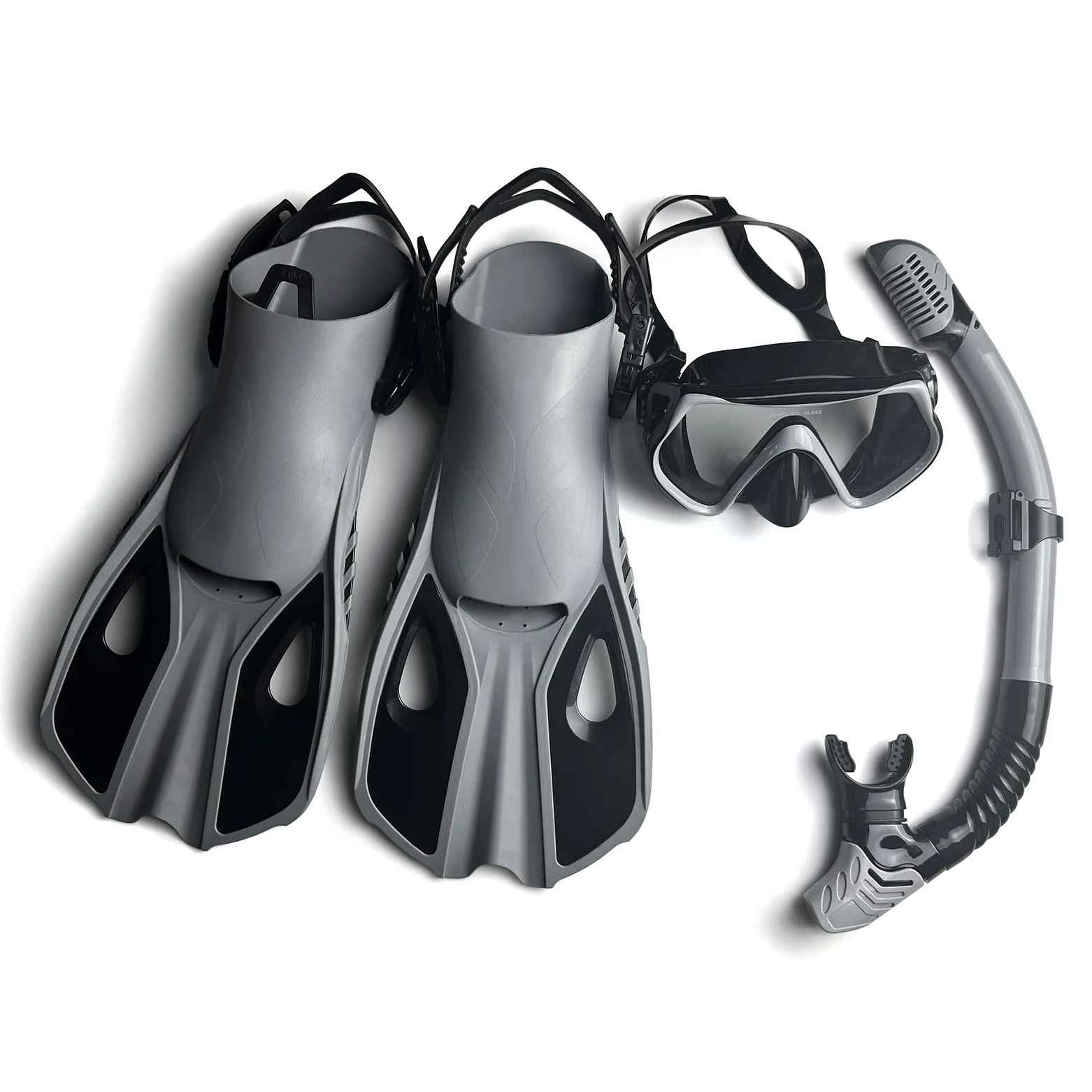 Gafas de Buceo Máscara de Buceo Transparente de Tres Ventanas con Snorkel Completamente seco y Aletas Ajustables para Hombres y Mujeres Equipo de Buceo