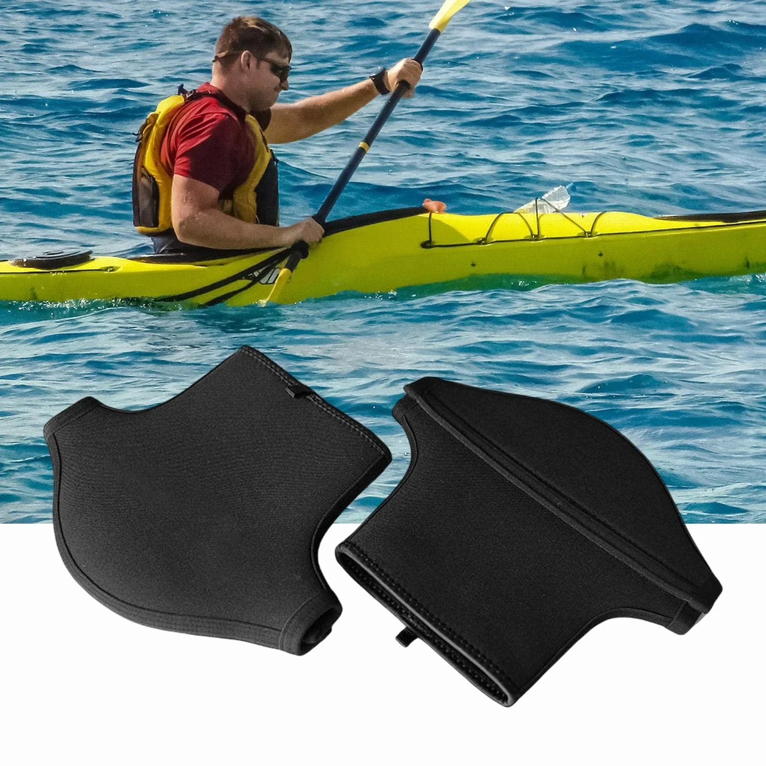 2 manoplas de neopreno para remo de kayak, guantes para rafting y turismo