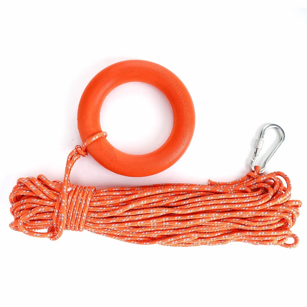 Cuerda Salvavidas Reflectante de PVC de 6MM de Diámetro y 30M con Anillos de Gancho, Equipo Salvavidas para Rescate en Piscinas