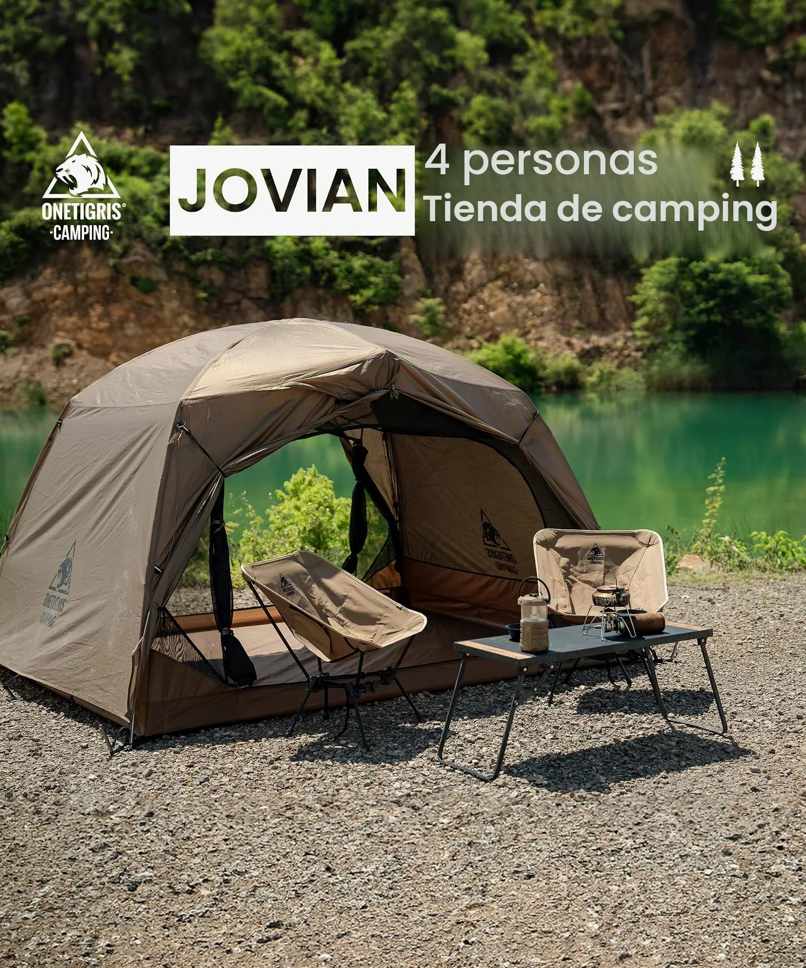 OneTigris JOVIAN 4 personas tienda de campaña impermeable cúpula para camping | Tienda de campaña familiar con columna de agua de 2000 mm, para actividades al aire libre y excursiones familiares
