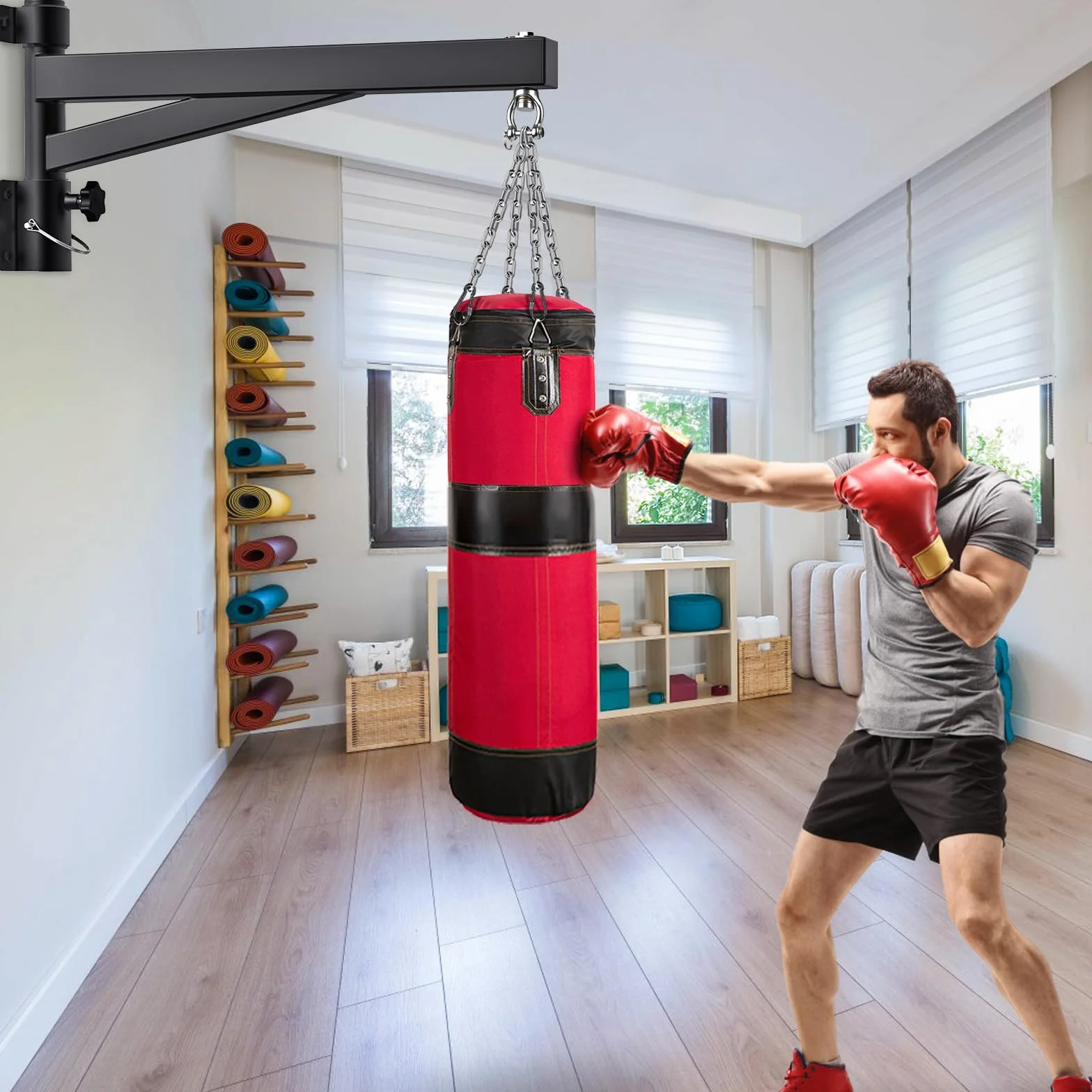 BeneLabel Soporte para Saco de Boxeo, Soporte para Colgar en la Pared, Soporte Pesado con RotacióN Silenciosa para Gimnasio en Casa, Interior Y Exterior, Ejercicio de Boxeo