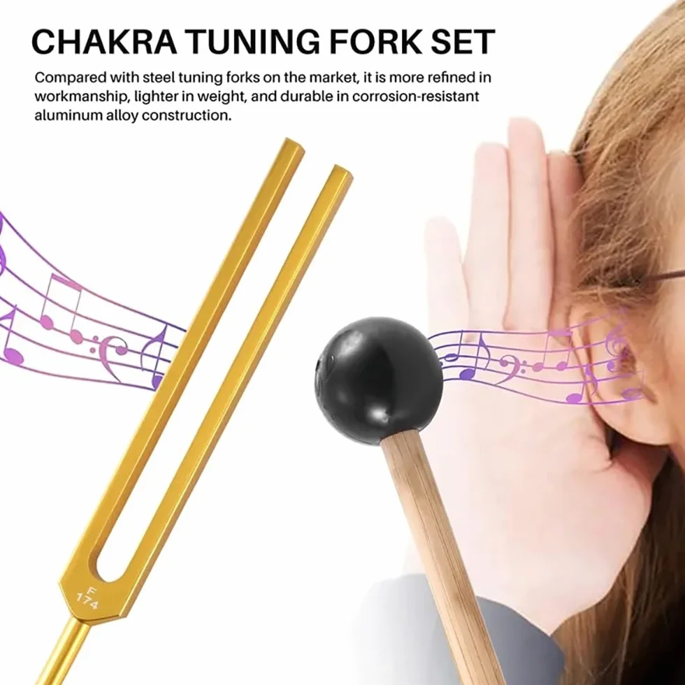 NEWFUN Diapason 528 Hz Juego de 4 Diapasones para Terapia de Chakras