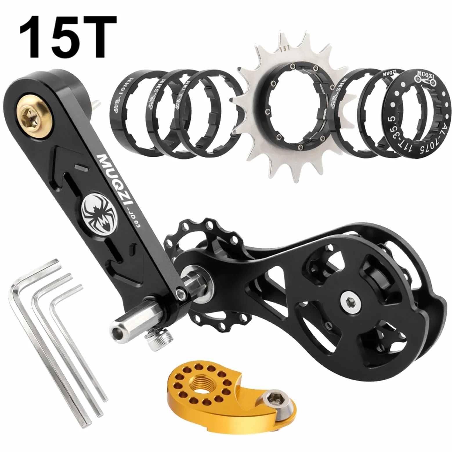 Bike Cadena Tensionador Kit de Conversión Espaciadores Cassette Llaves Aleación de Aluminio Regulador de Par Adecuado para Ciclismo Al Aire Libre Tall