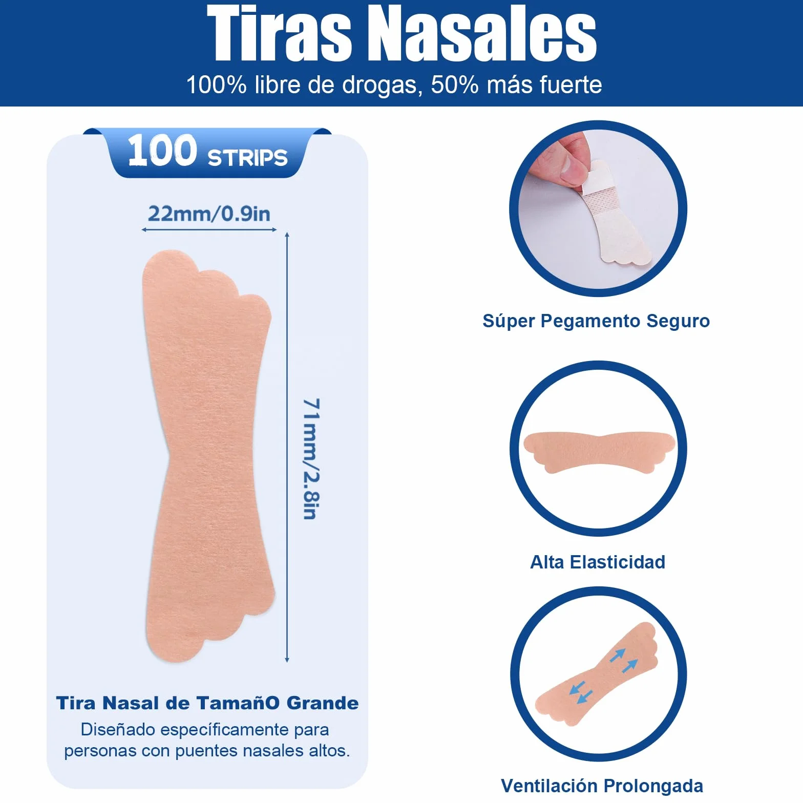 Tiras Nasales Antironquidos 100 Piezas para Roncar y Respirar, Anti Ronquidos Marrón Claro