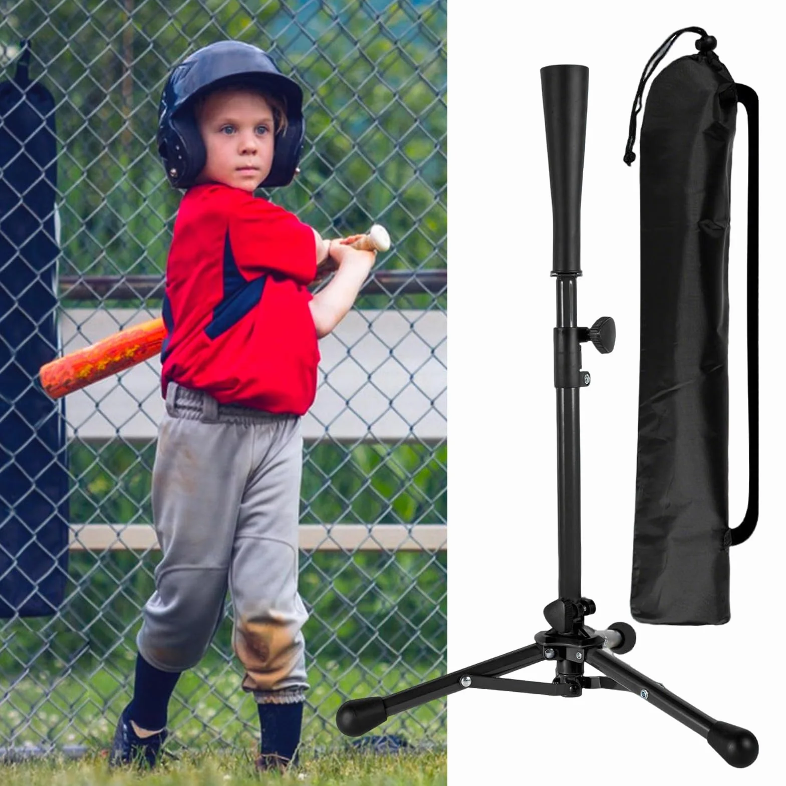 Camina de camiseta, camiseta de béisbol juvenil, Altura ajustada T Ball Ball Batting Tee, Stand ergonómica reutilizable con bolsa para un entrenador de lanzamiento de seguridad para principiantes para