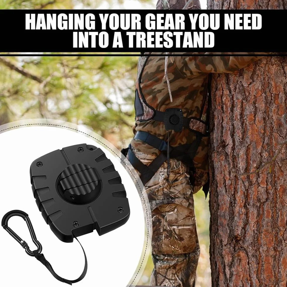 Treestand - Polipasto retráctil de 29.5 pies para caza, accesorios de equipo de caza rápidos y fáciles, 2 unidades