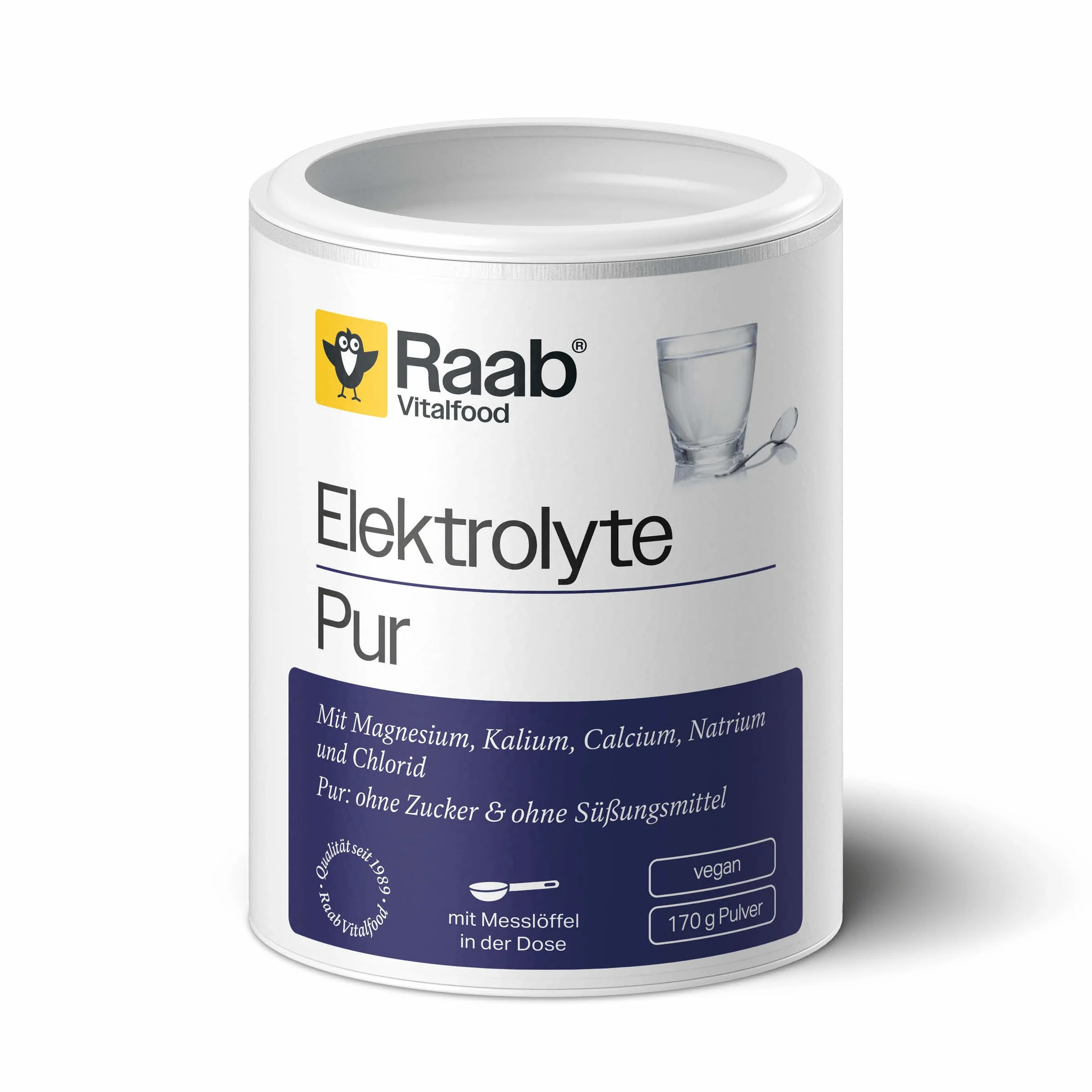 Raab Vitalfood Electrolitos Pur 170 g - Electrolitos sin azúcar, vegano, para deportistas, pérdida de líquidos, músculos, nervios