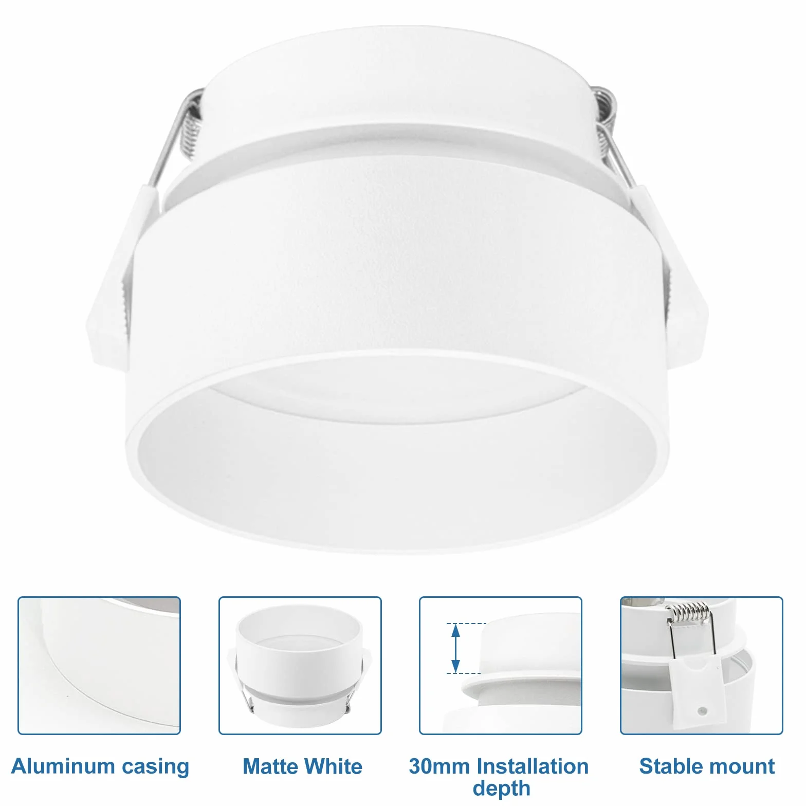 KYOTECH Foco LED de techo empotrable 5W 3000K 400lm blanco cálido redondo extraplano 30mm