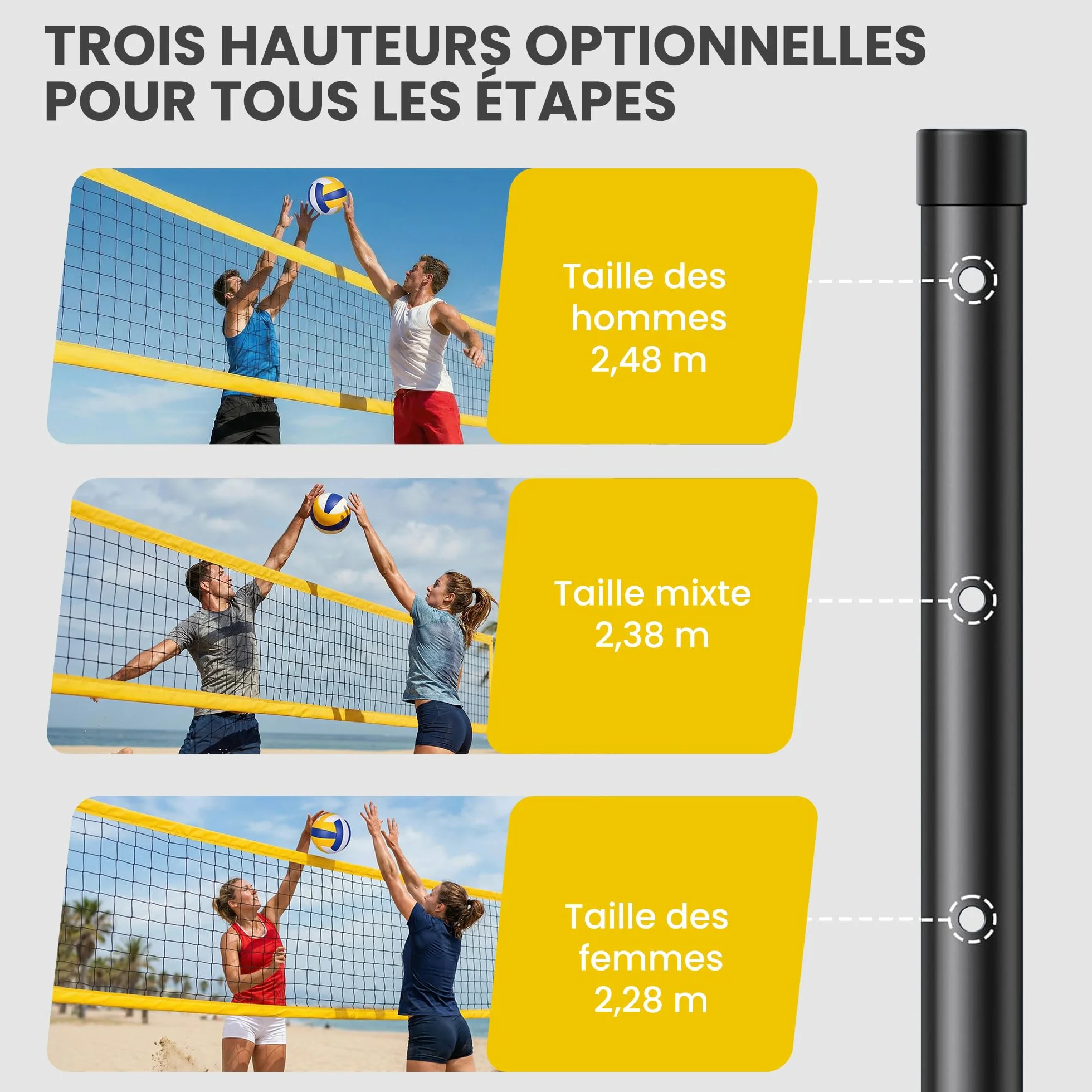 SPORTNOW Juego de voleibol y bádminton postes acero altura ajustable red portátil 4 raquetas 4 volantes bolsa transporte