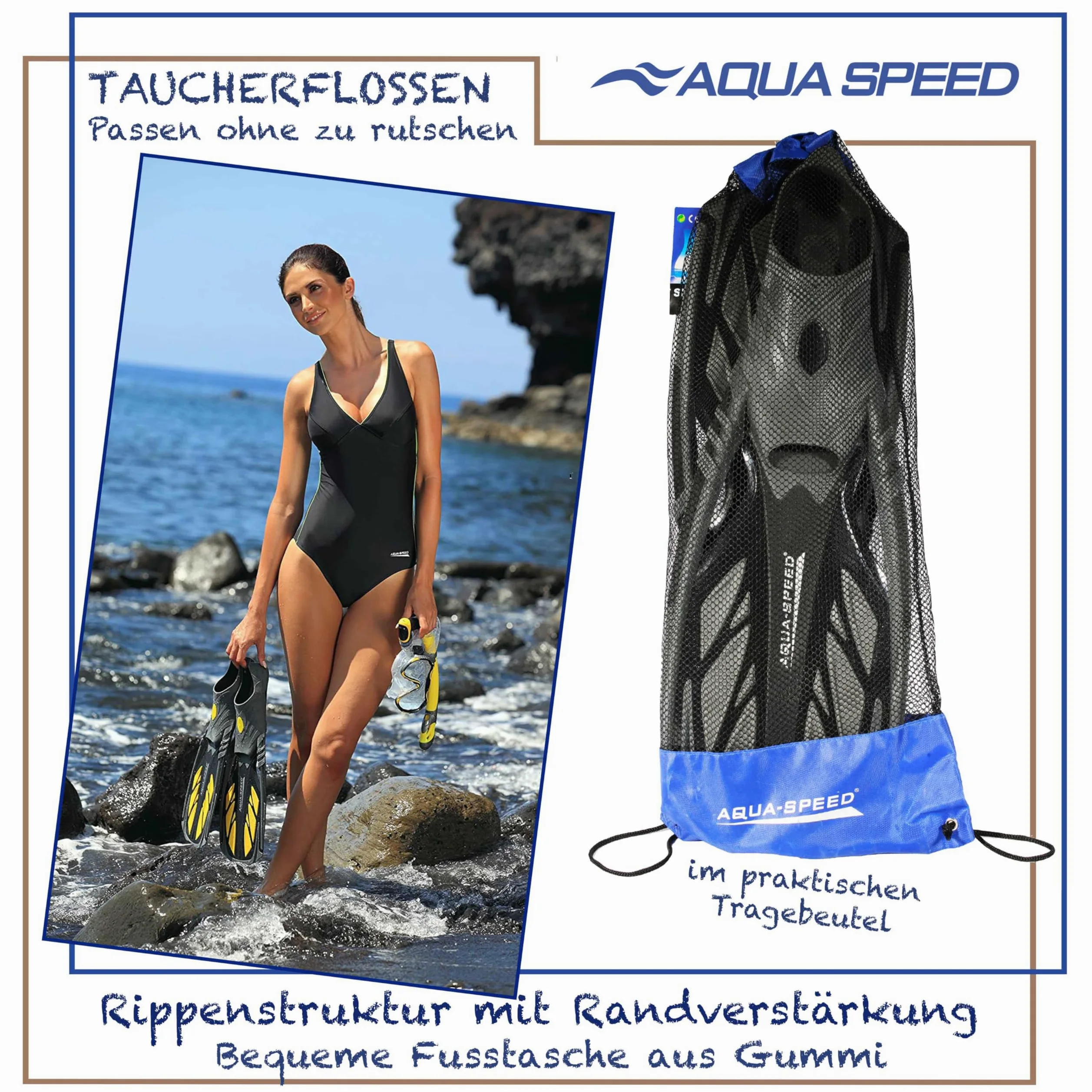 Aqua Speed INOX Aletas de Buceo | Aletas de natación | Aletas de esnórquel | Buceo de natación | cómodos