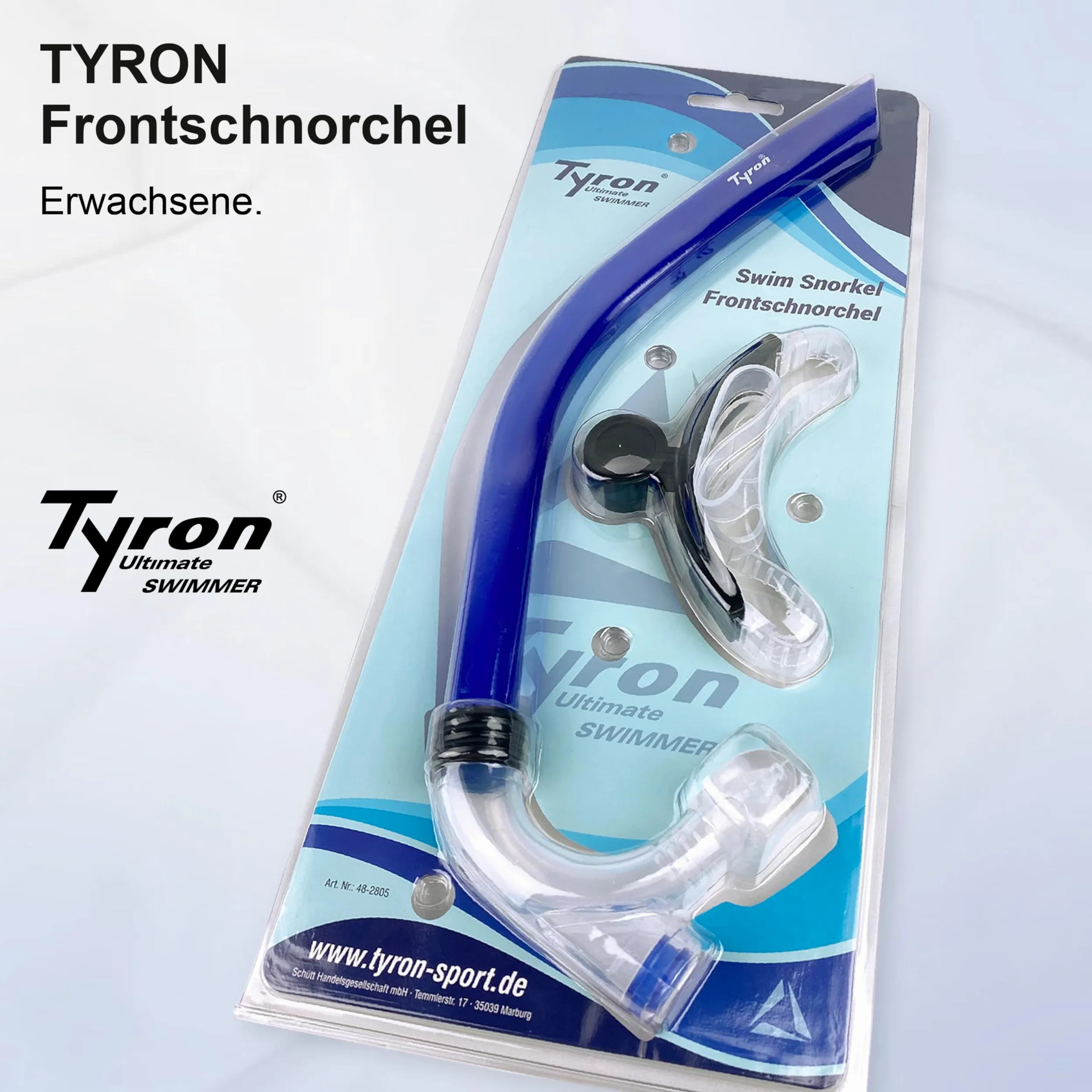 Tyron Esnórquel frontal (azul/blanco) | esnórquel frontal | Snorkel para nadadores | | Ayuda de entrenamiento para el entrenamiento de natación