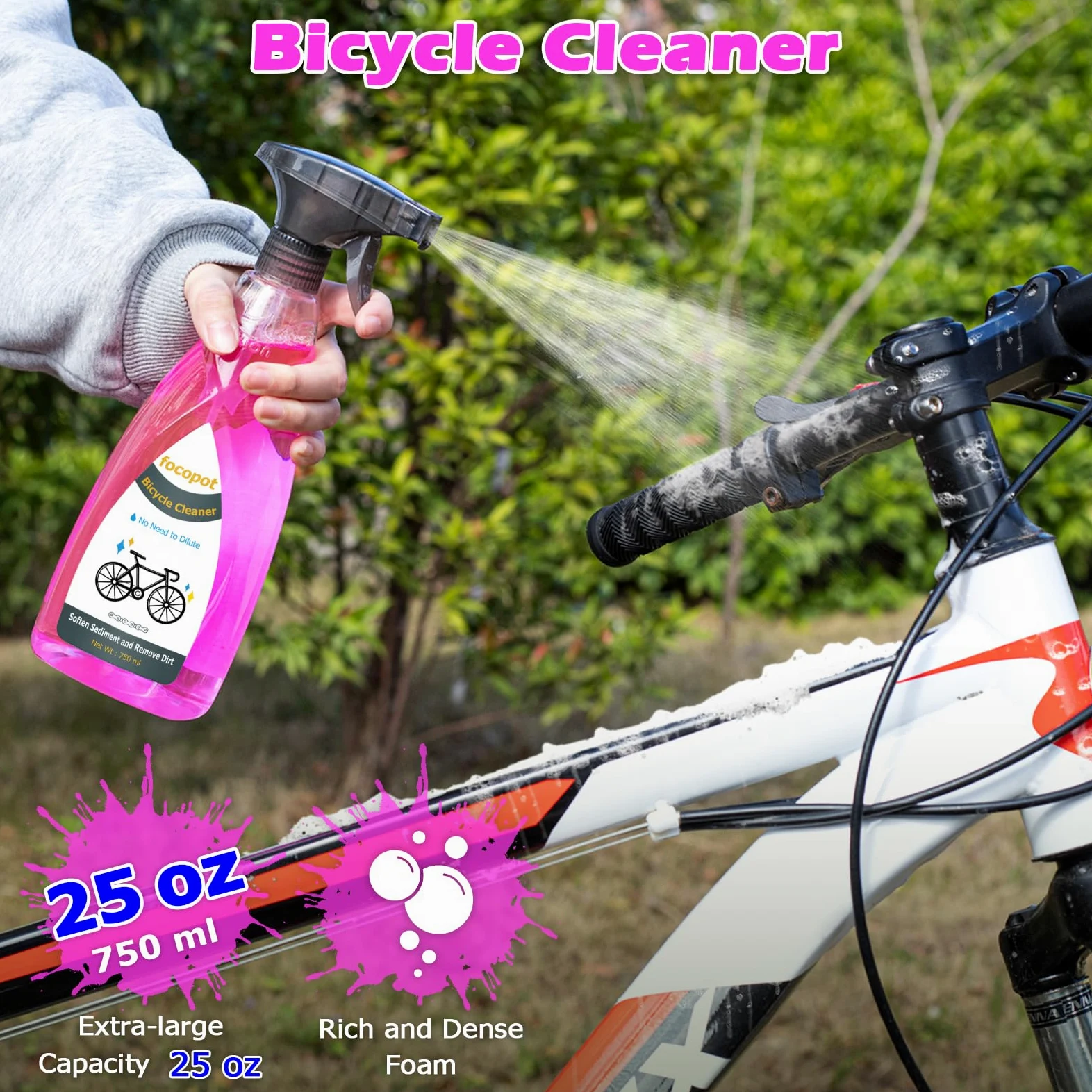 focopot Kit de limpieza de bicicleta con limpiador de cadena de bicicleta, limpiador de bicicletas, depurador, lubricante de aceite, herramienta de cepillo de limpieza, kit de limpieza perfecto para