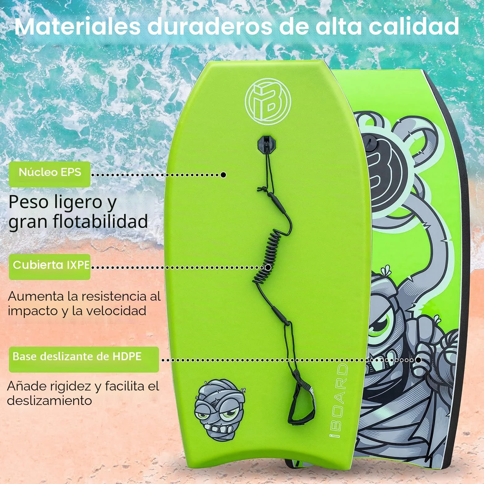 Tabla de bodyboard ligera 33 pulgadas EPS correa premium muñeca surf