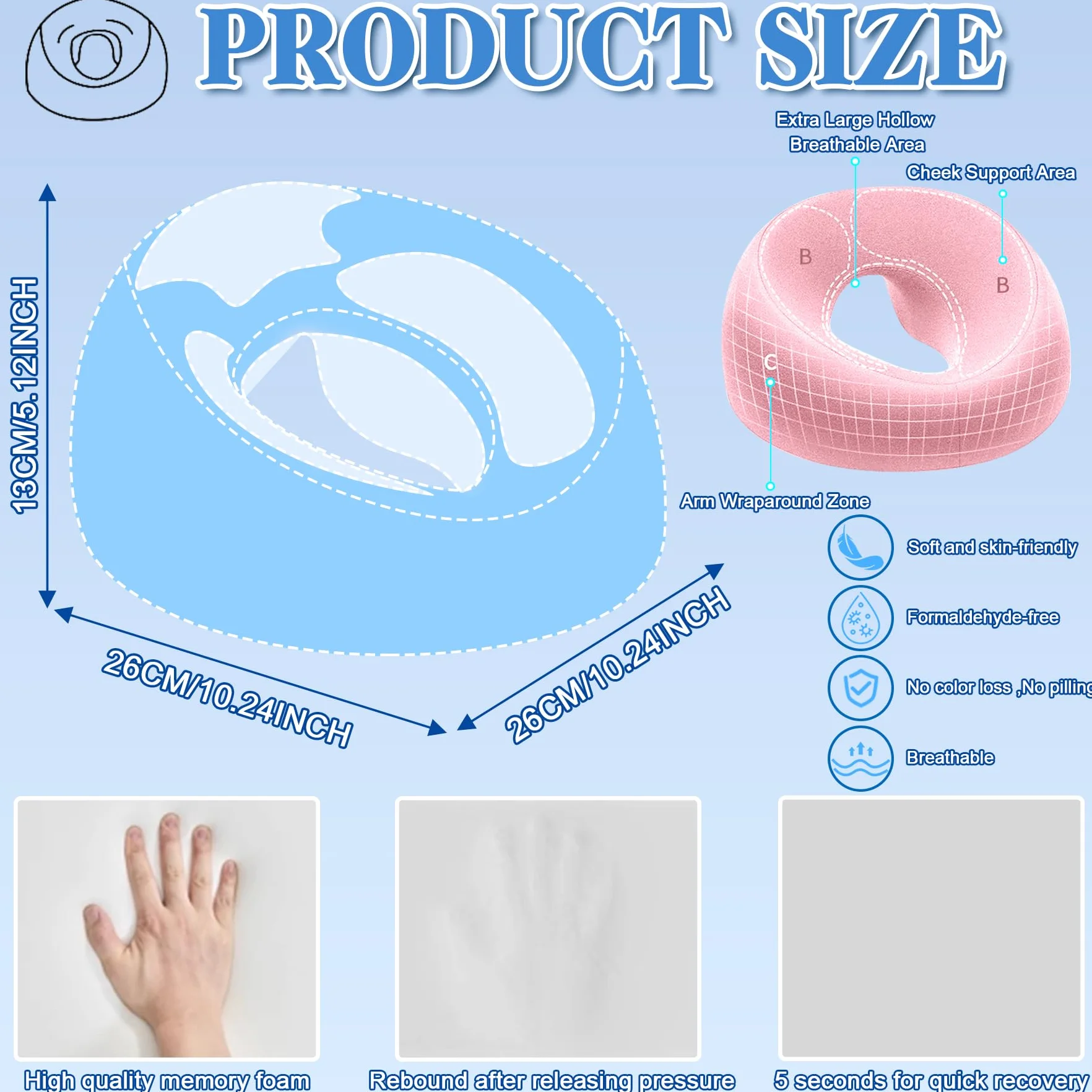 TZEKING Almohada de Masaje Facial para Cama, Reposacabezas de Masaje Boca Abajo, Cojín de Relajación para SPA