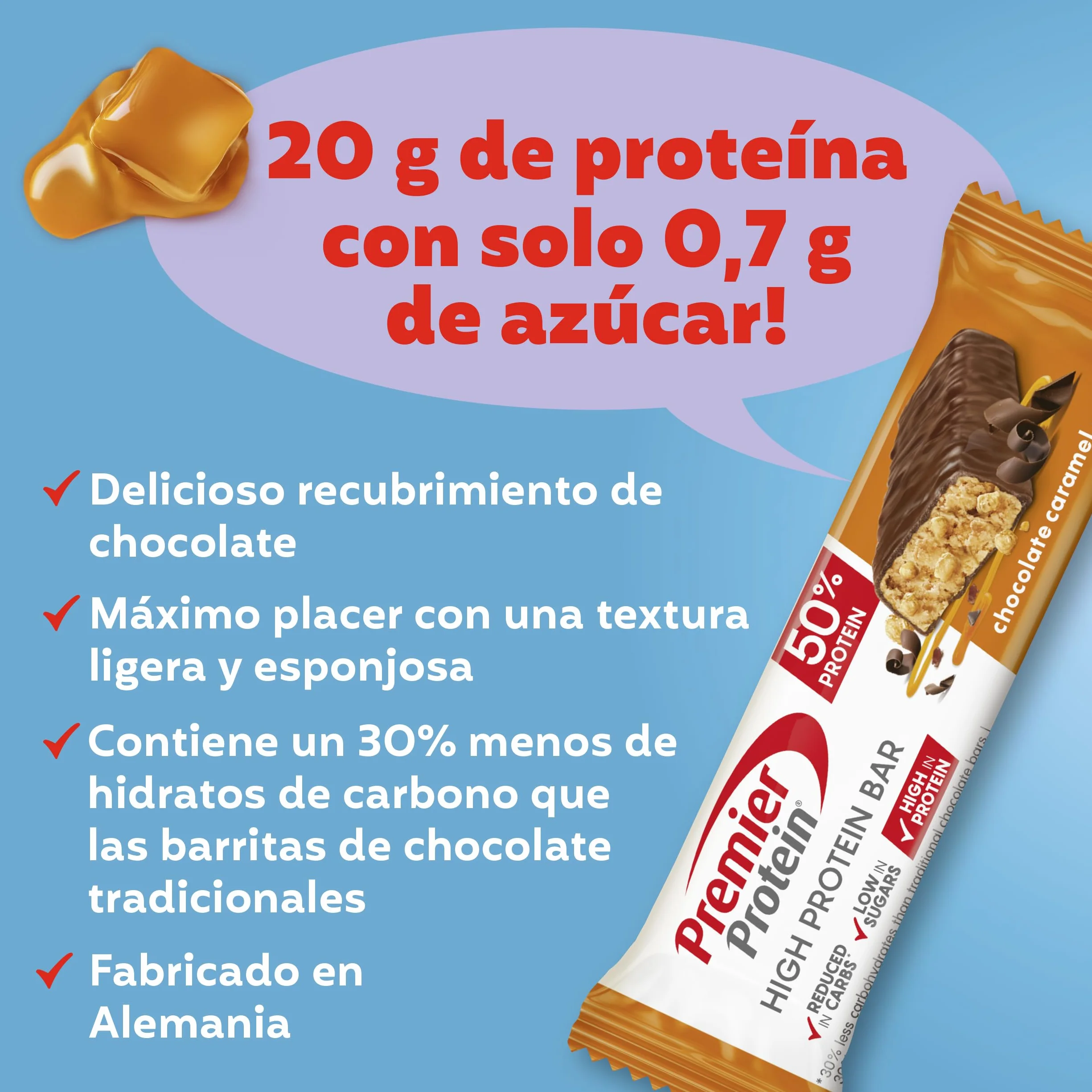 Premier Protein High Protein Bar 50% Chocolate Caramel 16x40g