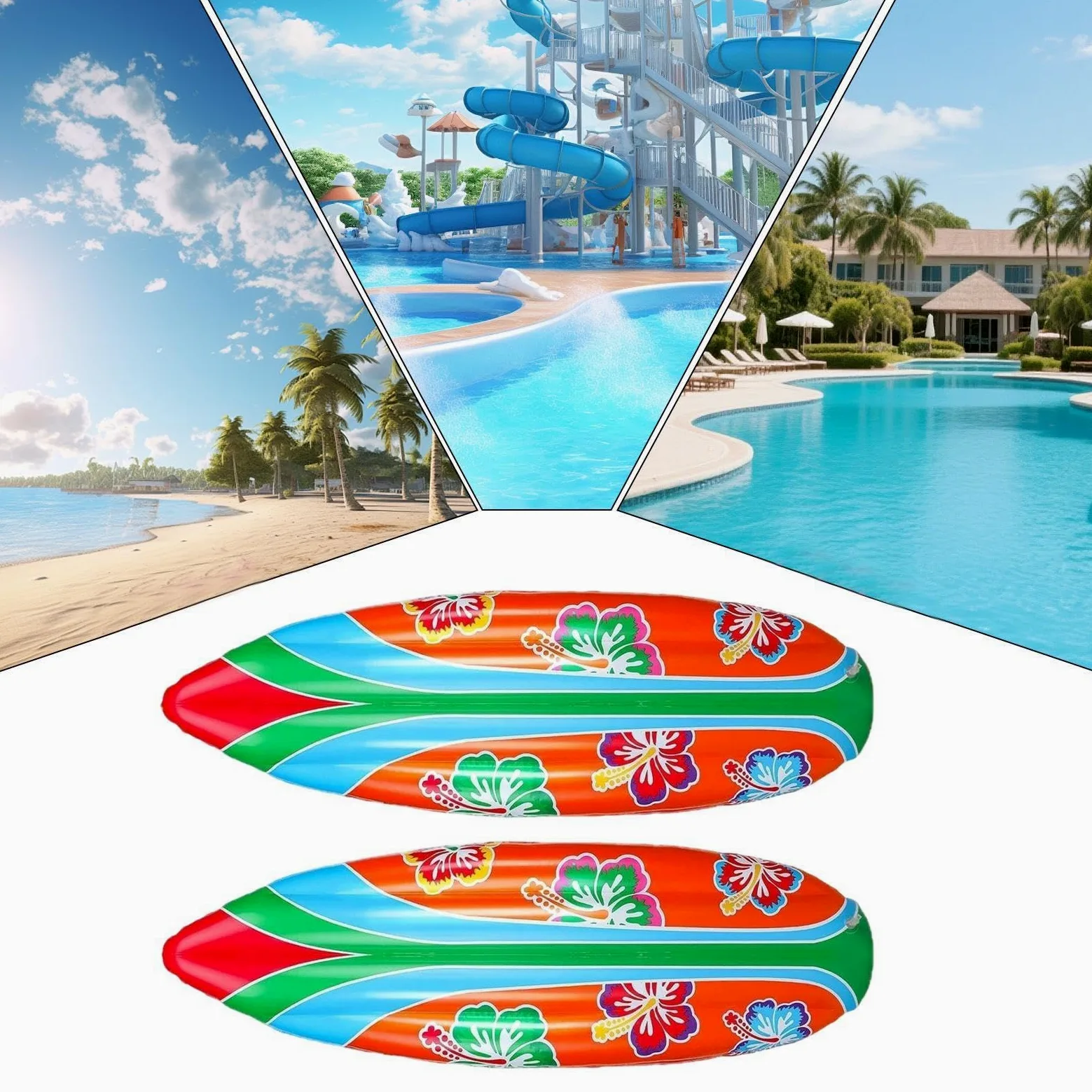 Tabla De Surf Hinchable 2 Piezas De Juguete Piscina Portátil E Hinchable | Tabla de Surf para Niños para Playa de Verano, Piscina al Aire Libre, Decoración para , Patio y Juegos
