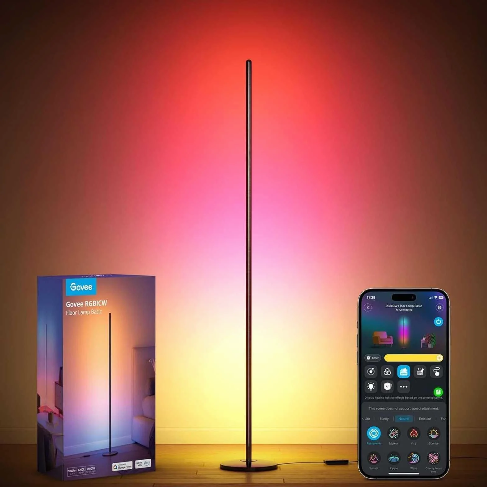 Govee Lámpara de Pie RGBIC LED 16 Millones de Colores 61 Modos de Escena Sincronización Musical Alexa Google Assistant Matter