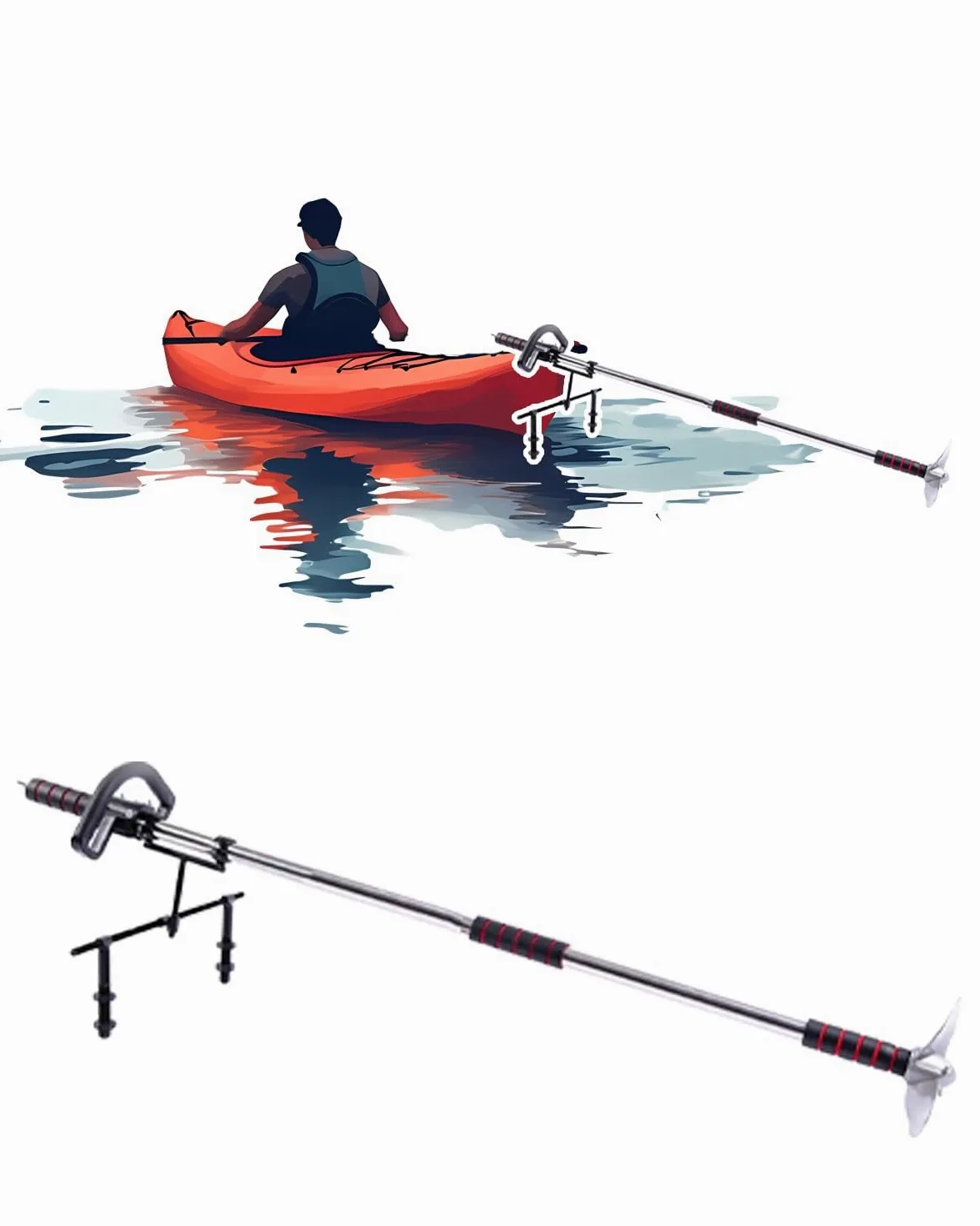 Motor Fueraborda Batería para Motor Eléctrico de Arrastre para Barco de Pesca, Motor Eléctrico Fueraborda para Tabla de Paddle Surf, Motor de Kayak Portátil(With Bracket,L-125cm(49 1/4"))