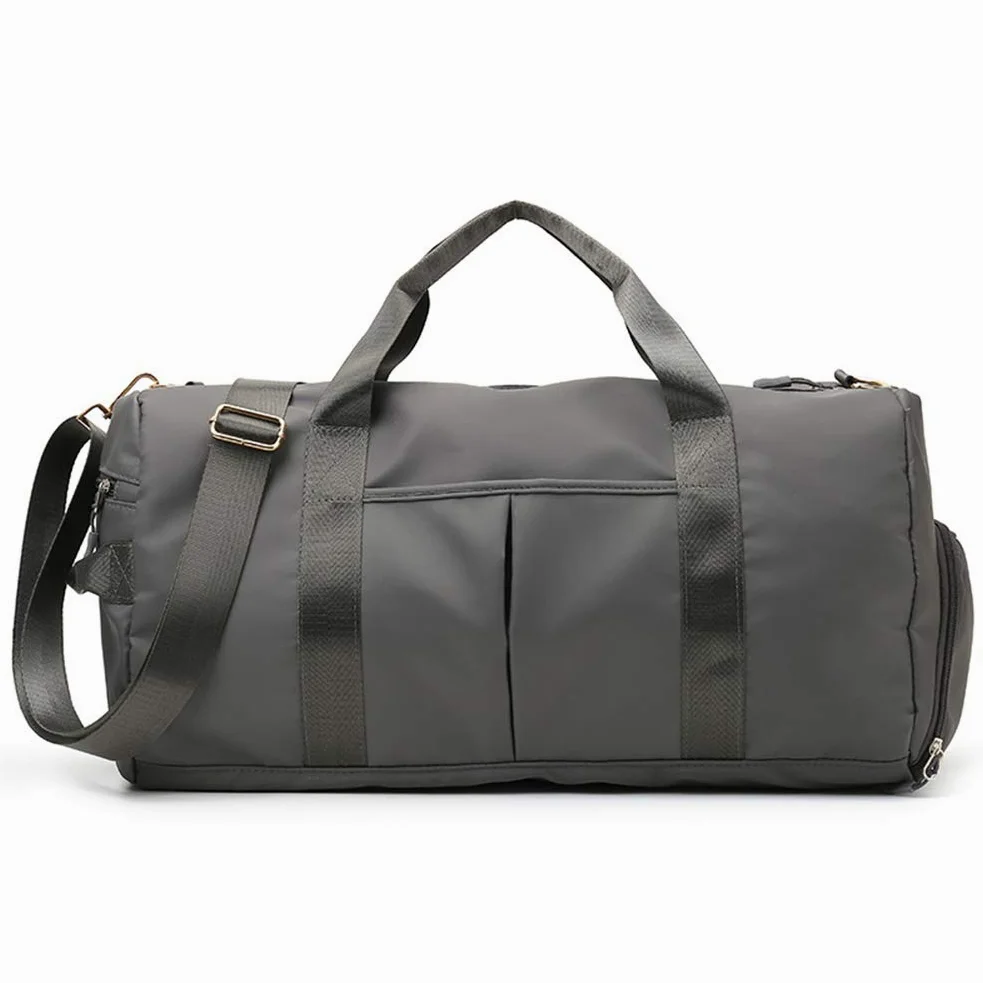 Bolsa de deporte para gimnasio para mujeres u hombres, bolsa de viaje con bolsillo húmedo y compartimento para zapatos para entrenamiento, natación, yoga, Gris oscuro, free size, Utilidad