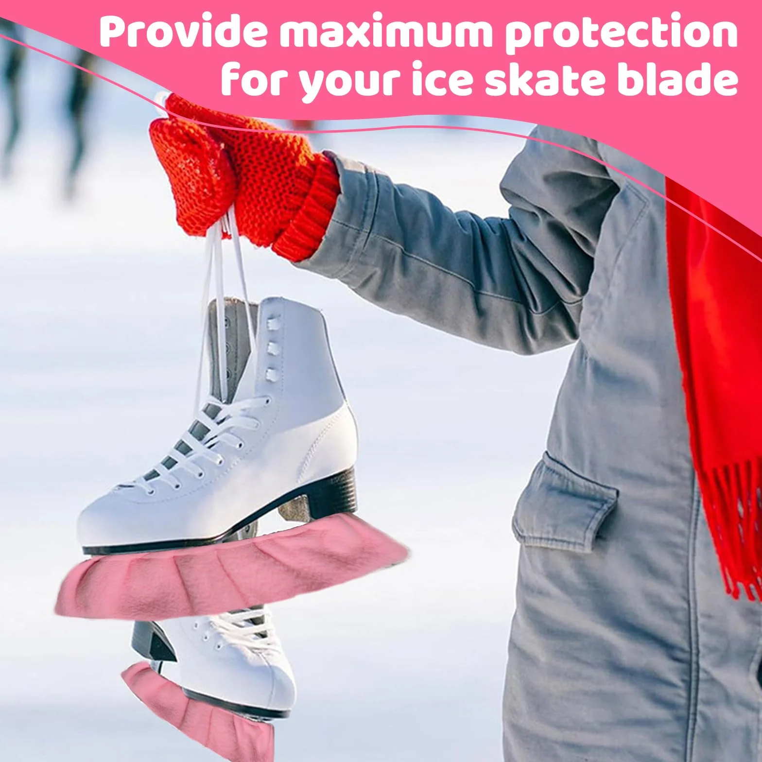 JSTHHTT 1 Pares de Protectores de Cuchillas para Patines de Hielo, Protectores Patines De Hielo, Funda Protectora para Hockey sobre Hielo, Protectores de Patinaje Artístico para Jóvenes (Negro)