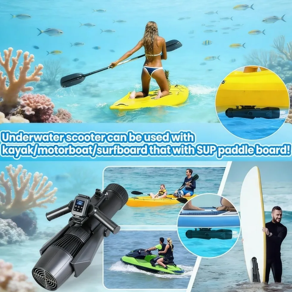 Scooter submarino 700W para adultos, scooter marino profundidad 30 metros para piscina y mar, mango desmontable, autonomía 160 minutos, velocidad ajustable, dispositivo de propulsión para