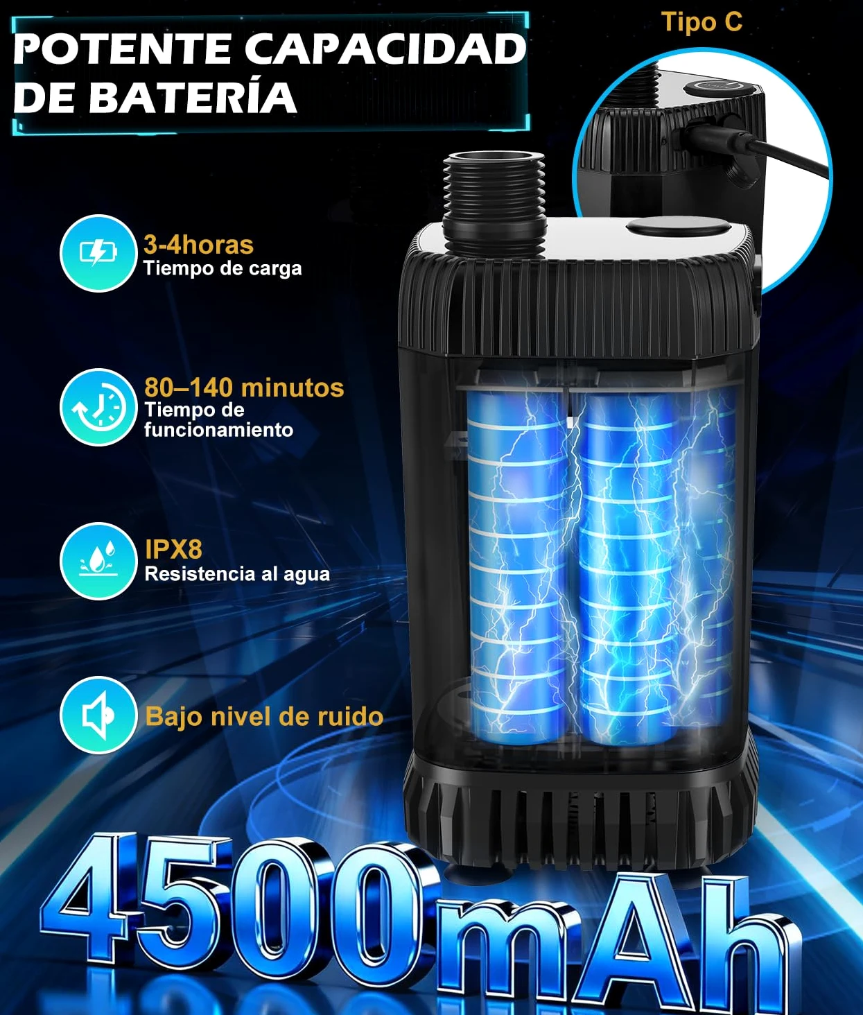 WADEO Ducha portátil para Camping 6000 mAh con Cubo Plegable de 20 l, Agua Caliente, Bomba Recargable de 5 velocidades con Pantalla LED, 4 Modos de Chorro para Caravana, Viaje, Coche, Mascotas