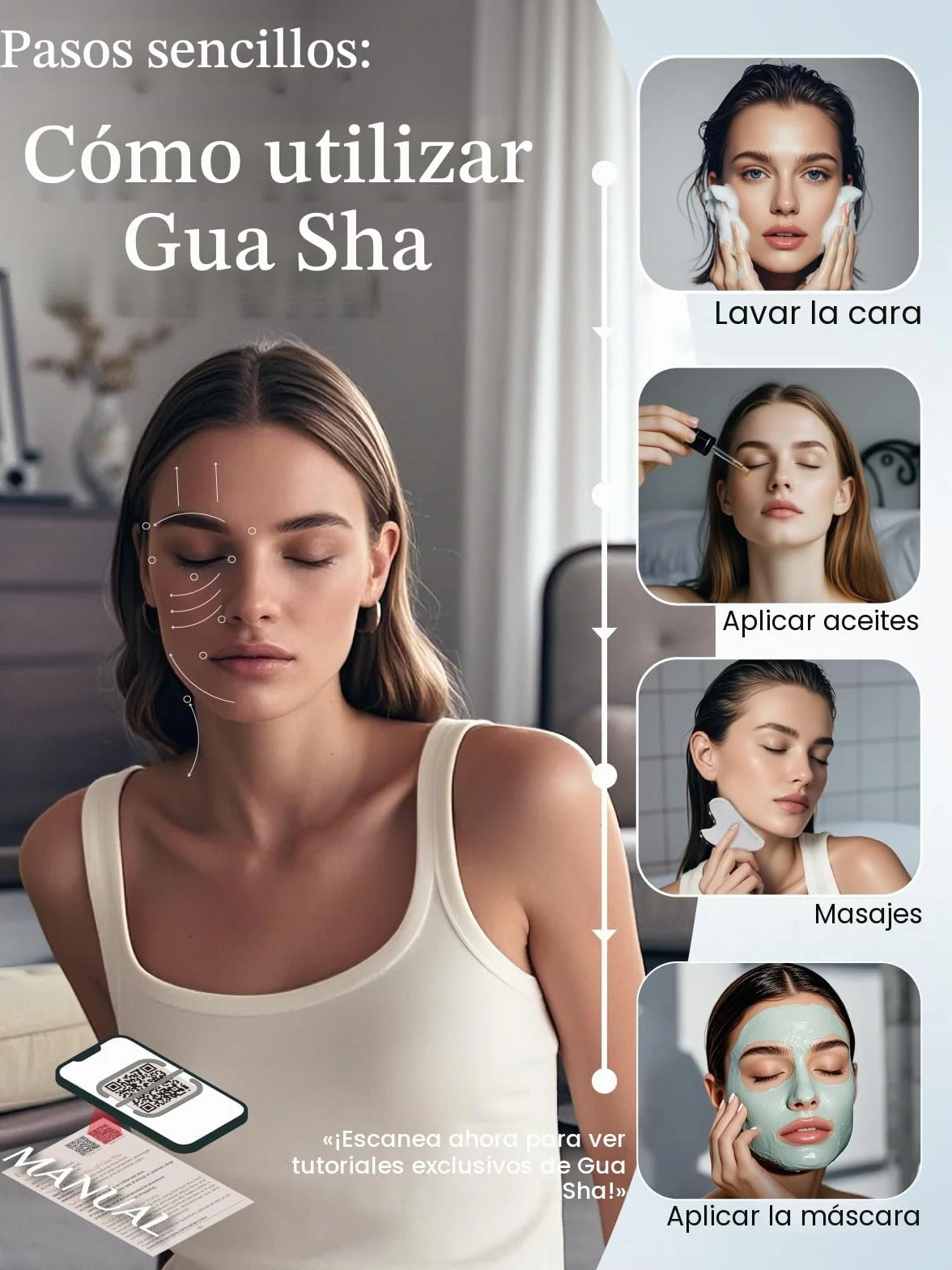 Rena Chris Gua Sha Facial Masajeador de Acero Inoxidable para Esculpir la Mandíbula, Eliminar Bolsas de Ojos, Regalo Cuidado de la Piel (Plata)