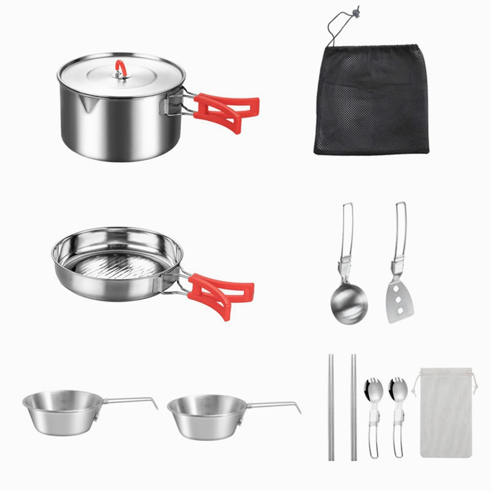 Kit Cocina Camping Equipo De Supervivencia Ligero Con Olla Sartén Y | Set De Sartén Para Acampada Para Cocinar, Barbacoa, Picnic, Senderismo, Pesca, Mochila, Viaje, Aire