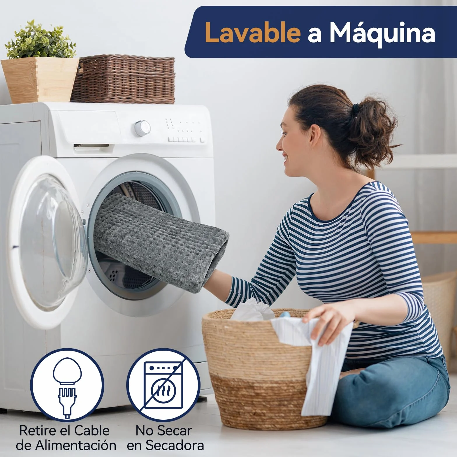 Manta Electrica Lumbar 9 Temperaturas 4 Temporizadores Lavable a Máquina 30x60cm Franela Suave