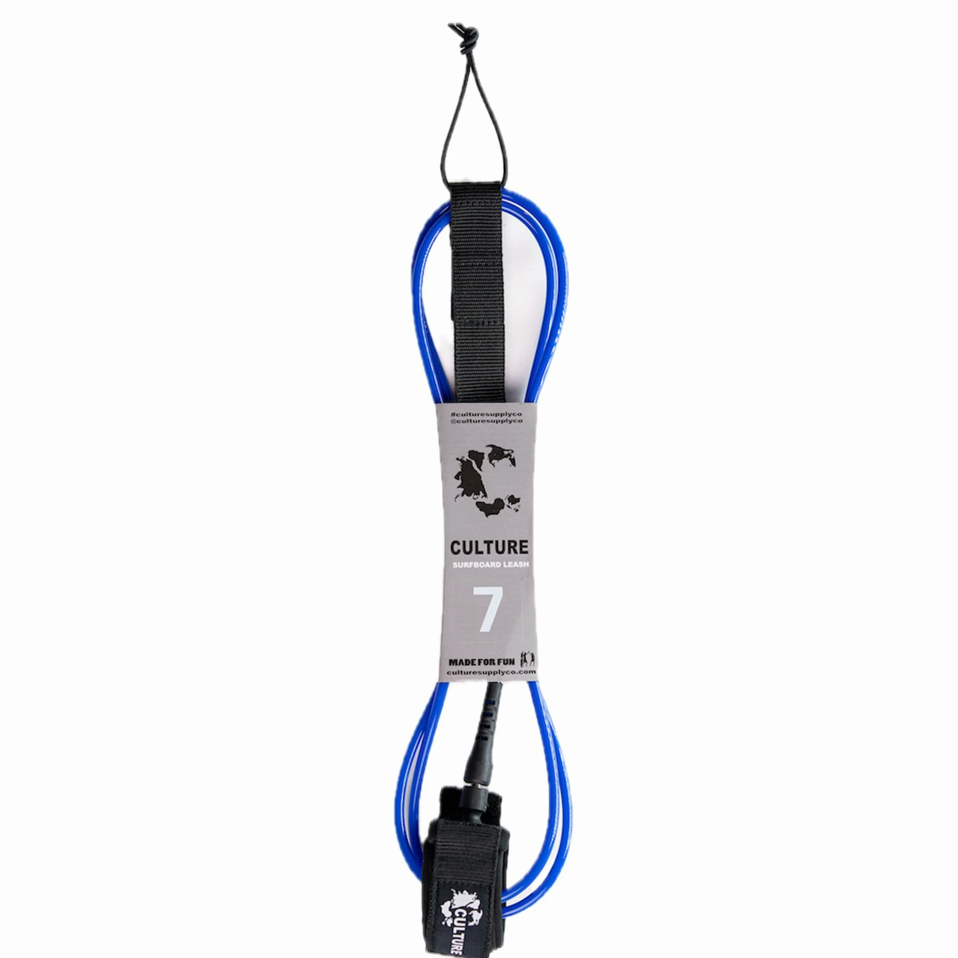 Culture Supply Correa para tabla de surf (6 tamaños – 4 colores): 6 pies Comp | 6 pies Reg | 7 pies | 8 pies | 9 pies | 10 pies (azul, 7 pies (cable de 7 mm)
