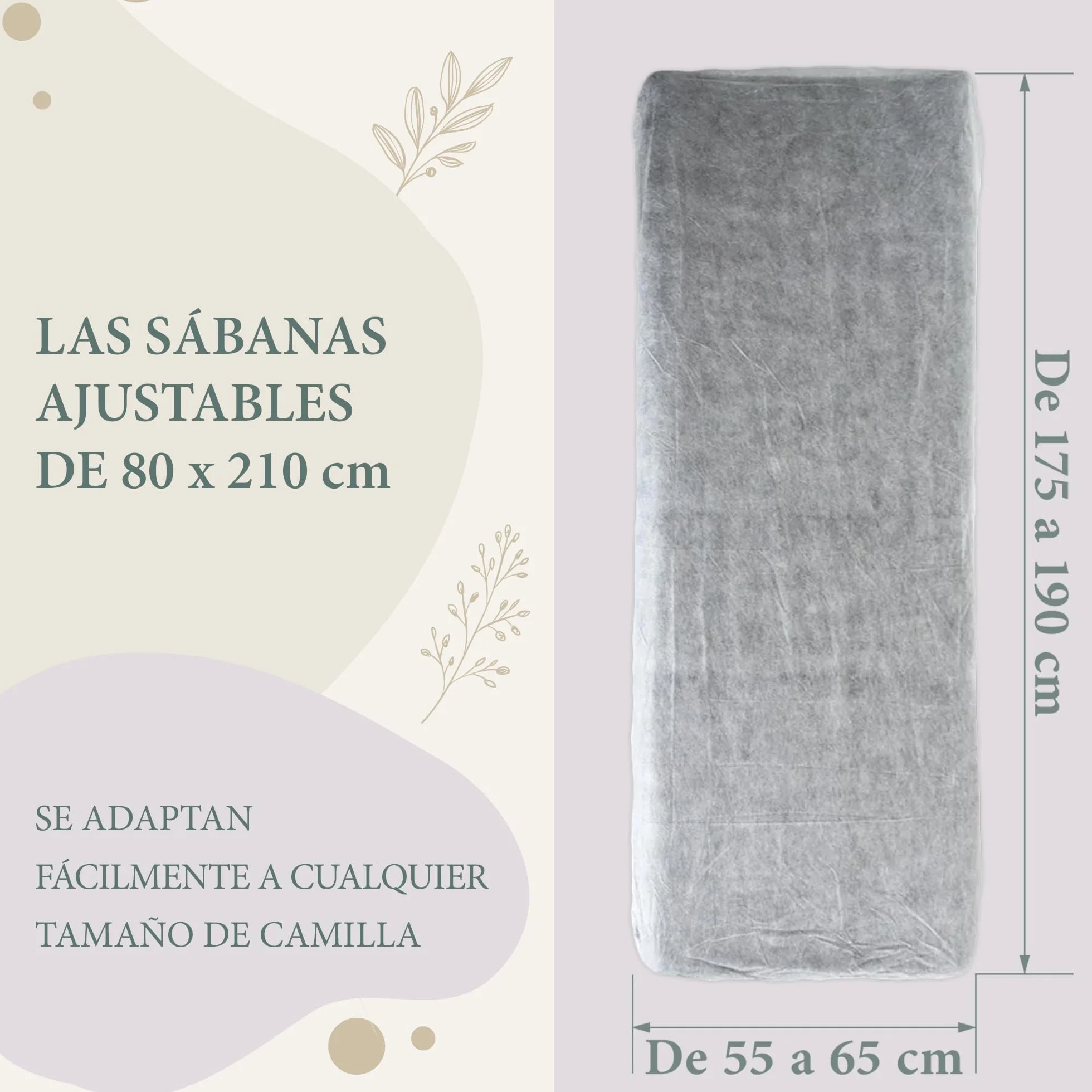 Sábanas de Camilla Ajustables Desechables 80x210cm TNT SMS Funda Camilla Masaje Blanca
