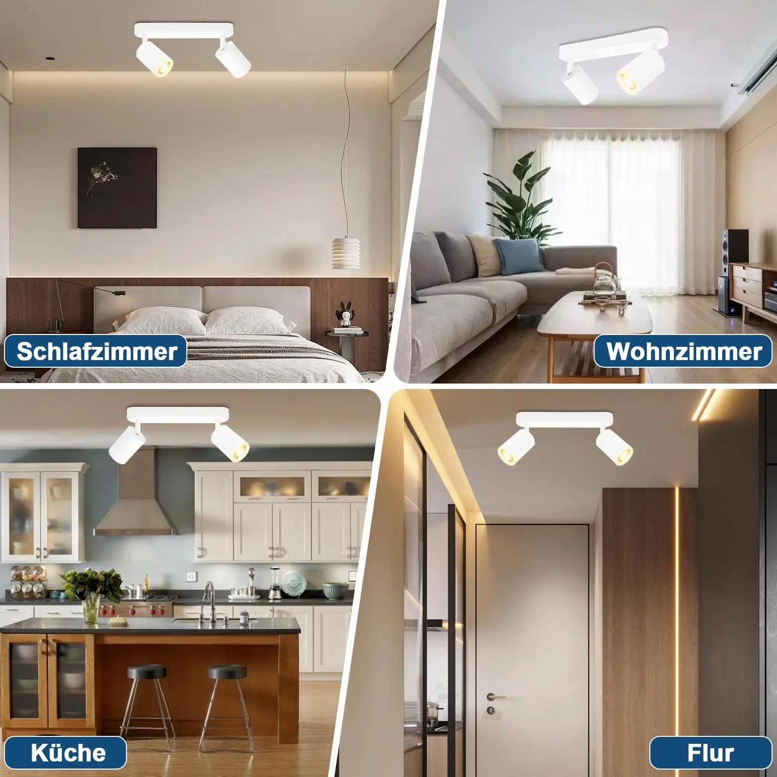 KYOTECH Lámpara de techo LED 5W orientable giratoria GU10 3000K 420LM 2 focos
