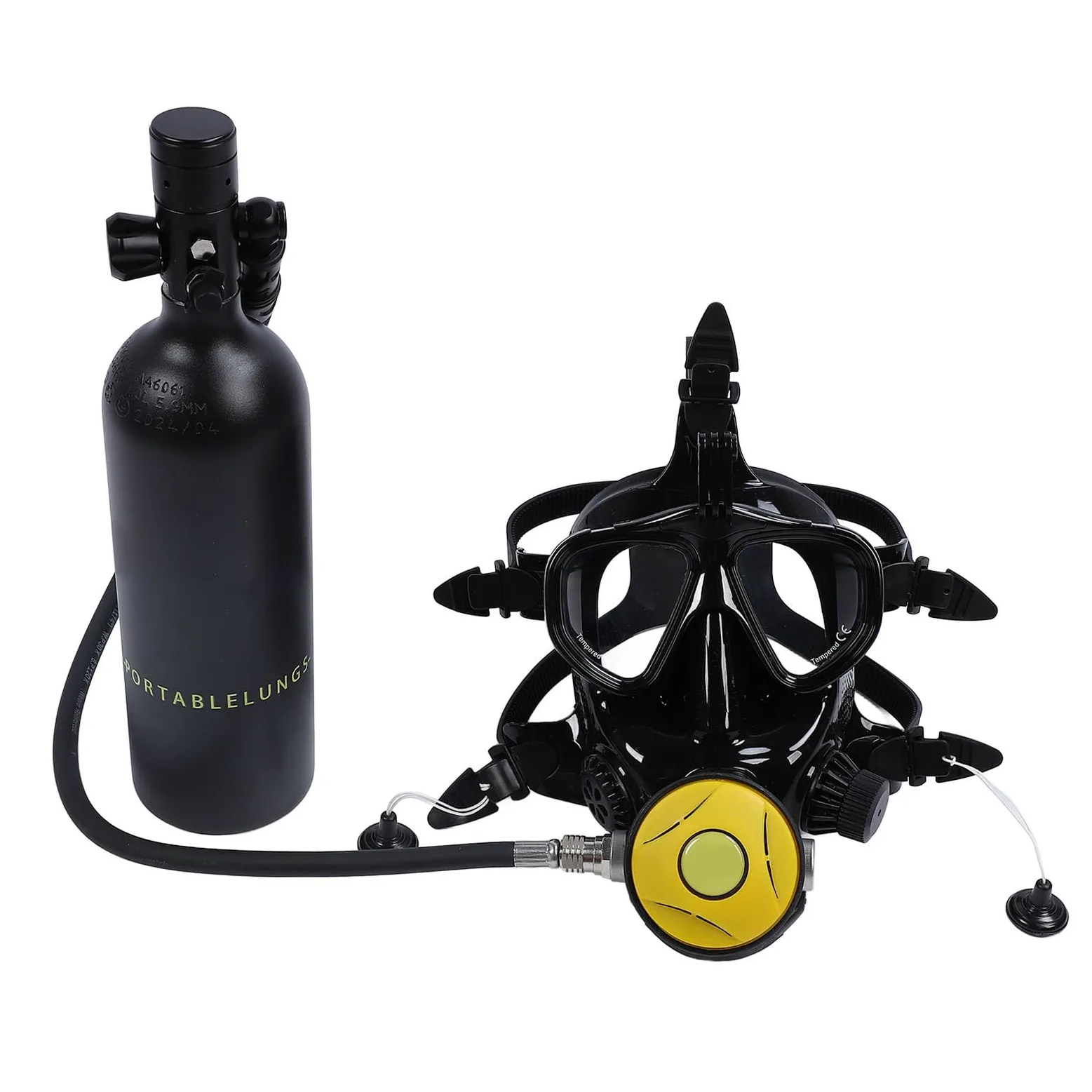 Jectse Equipo de Buceo con Tanque de Buceo, Mini Tanque de Buceo de 1 L con Máscara de Buceo de Cara Completa, Cilindro de Oxígeno de Buceo Pequeño de Buceo Portátil con Soporte para