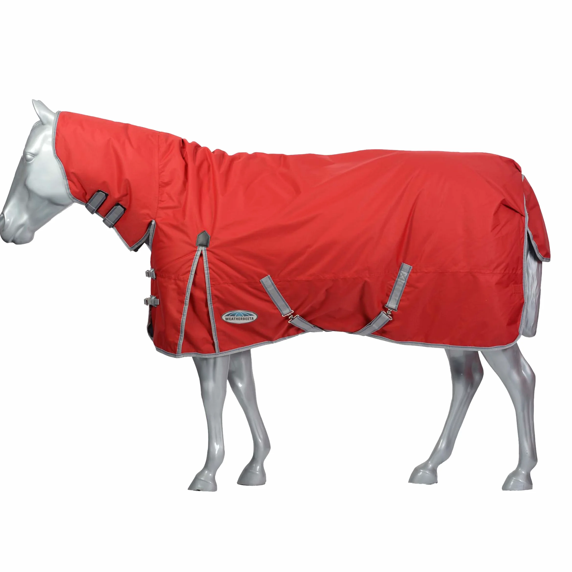 Manta para caballo Comfitec Classic Combo de Weatherbeeta con cubrecuello ligero, Red/Silver/Navy
