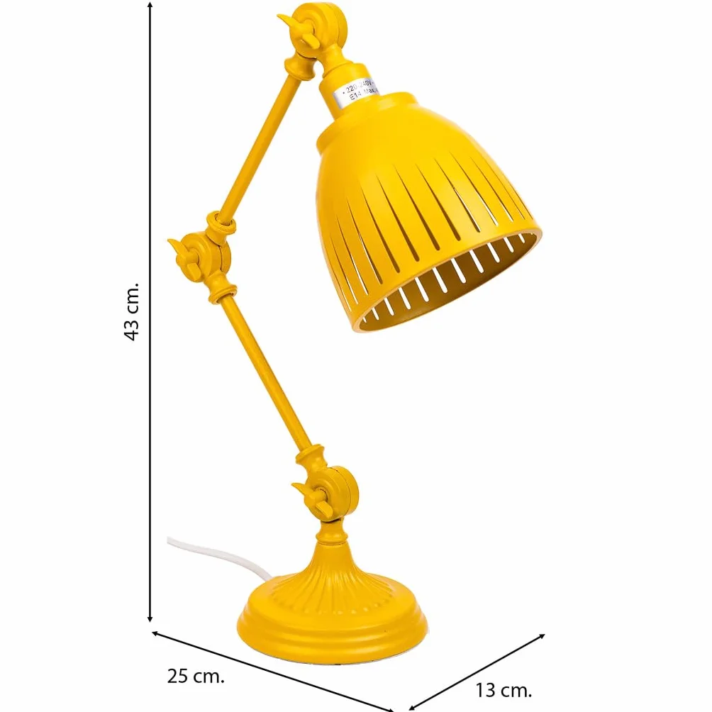 WANDERLUST DECO Lámpara flexo de mesa de metal amarillo
