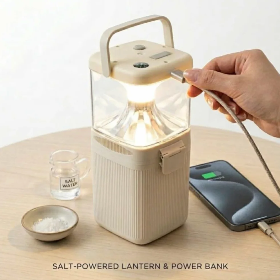 Linterna de agua salada, luz de camping de agua de mar, banco de energía de emergencia, cargador de teléfono USB, iluminación fuera de la red, equipo de supervivencia de huracán, linterna