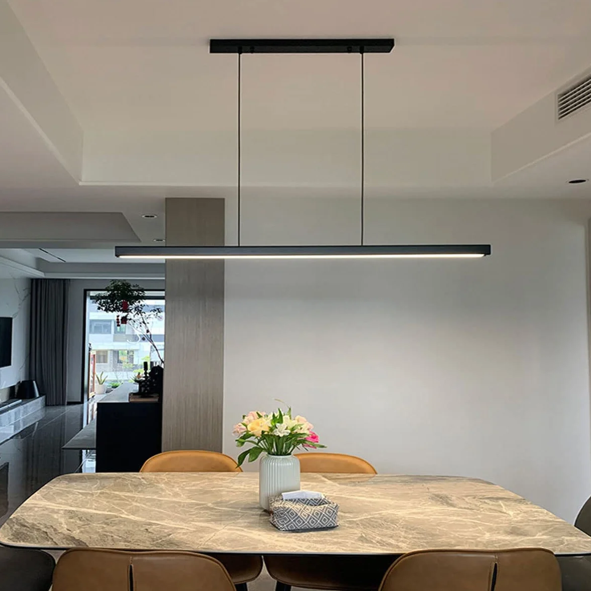 SENFAY Lámpara colgante LED 80cm Negra Regulable con Control Remoto 32W Para Cocina Comedor