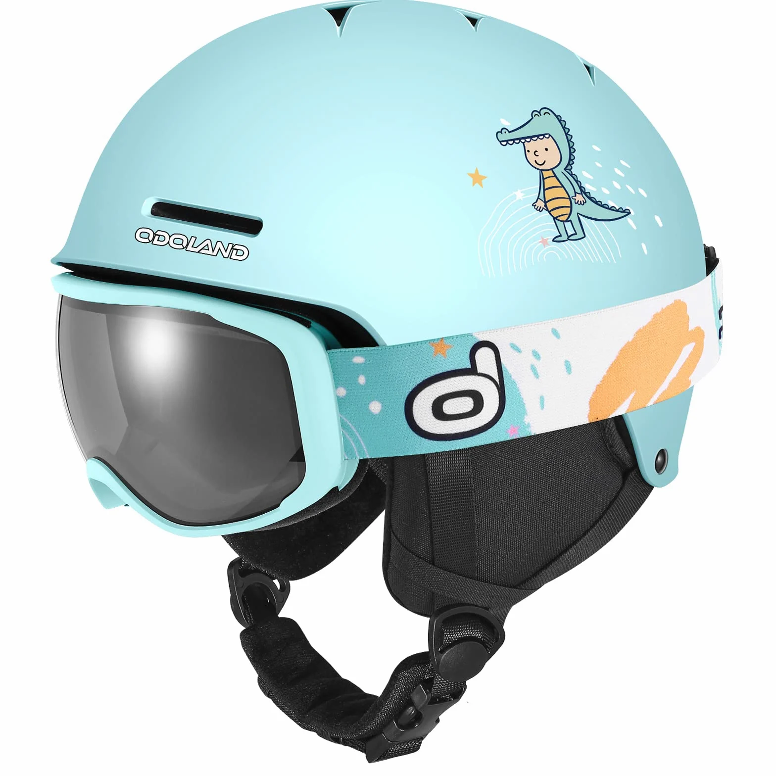 Odoland Kit Casco de Esquí con Gafas para Niños y Niñas, Casco de Snowboard Ajustable Equipo Protección para Deportes Nieve para Infantil, Juvenil, Edad 6-14 Años