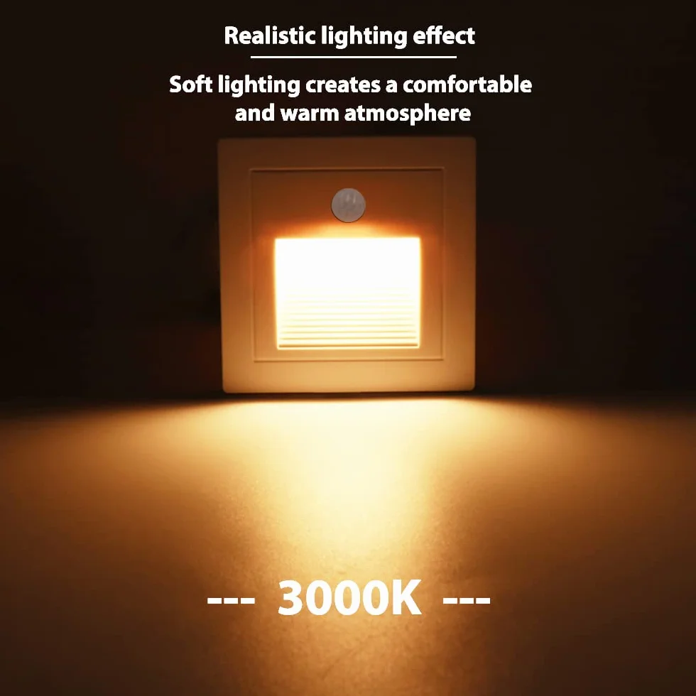 Lámparas LED empotrables de pared blanco cálido 3000K 230V 1.5W detector de movimiento para escaleras