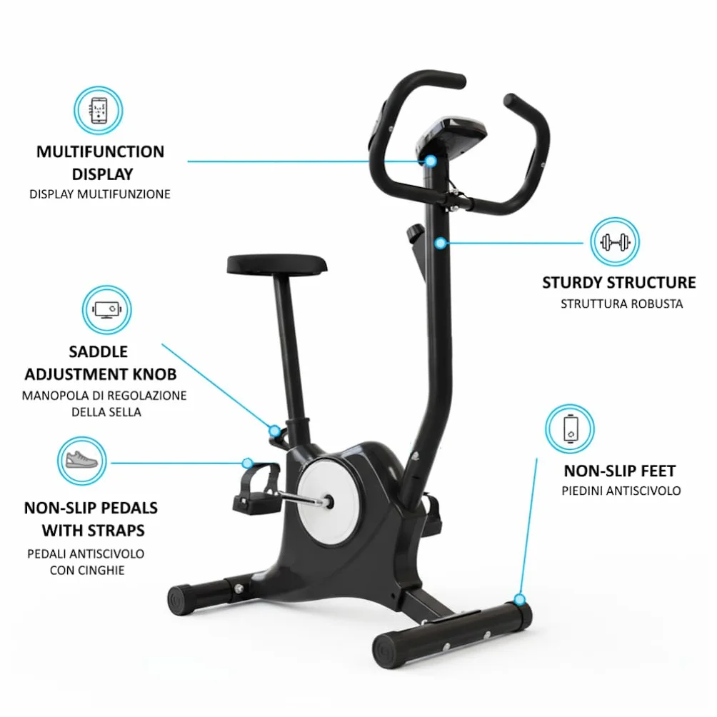 Bicicleta estática de cámara para adelgazar y tonificar glúteos y piernas, resistencia ajustable sensores cardiovasculares pantalla LCD sillín ajustable entrenamiento fitness