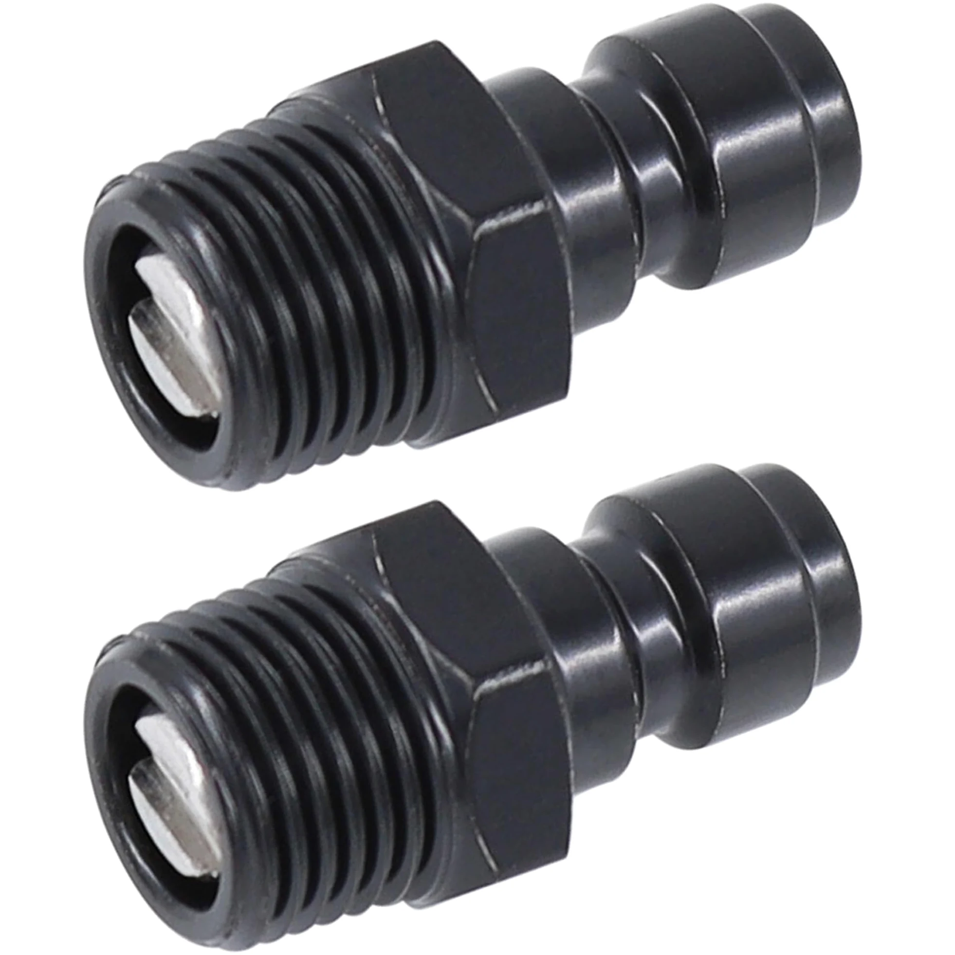 2 adaptadores de rosca macho NPT de 1/8 pulgadas, enchufe de desconexión rápida de 8 mm, accesorios de adaptador Foster PCP Airsoft, cobre chapado en zinc negro