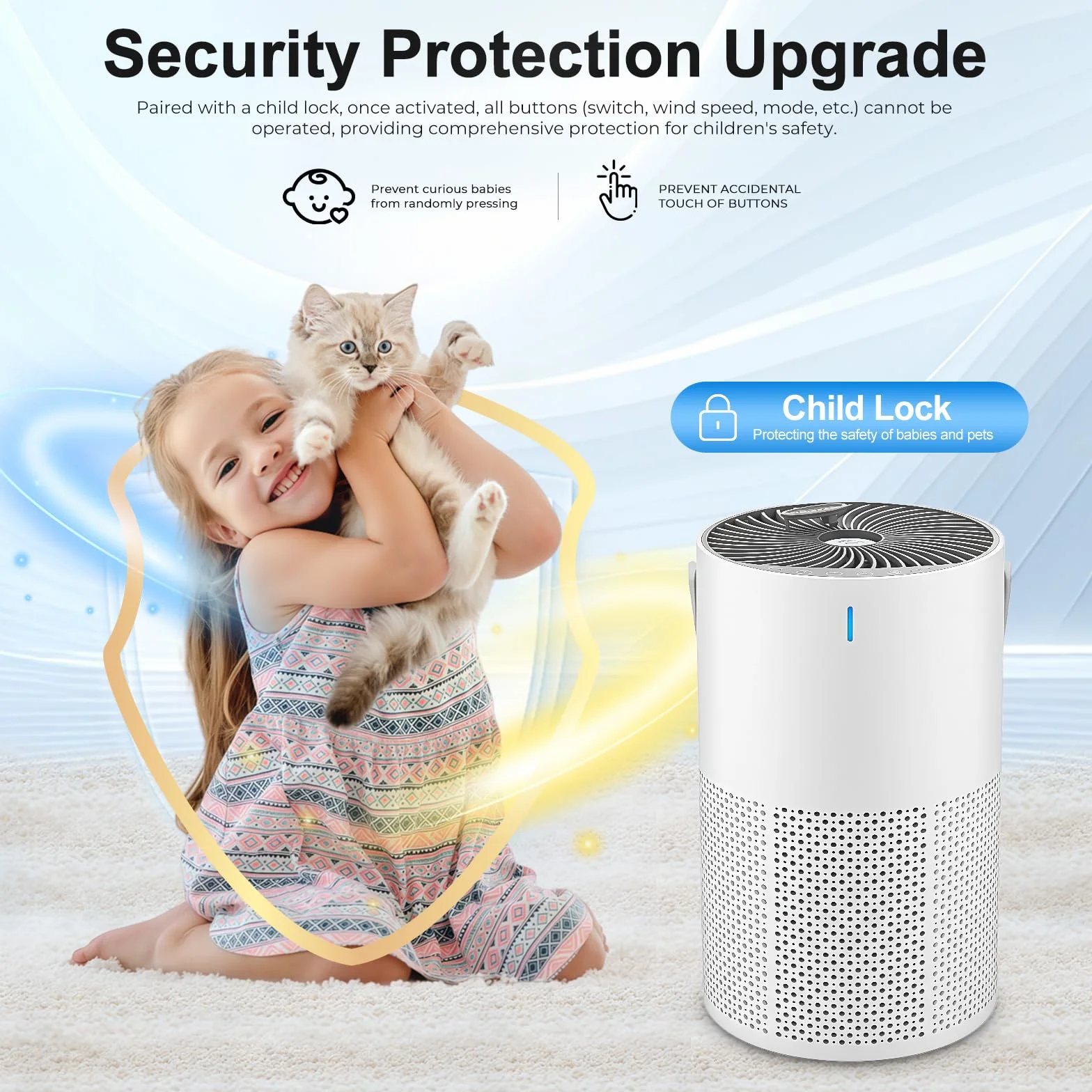 Purificador de Aire con Filtro HEPA, Sensor Inteligente, Aromaterapia