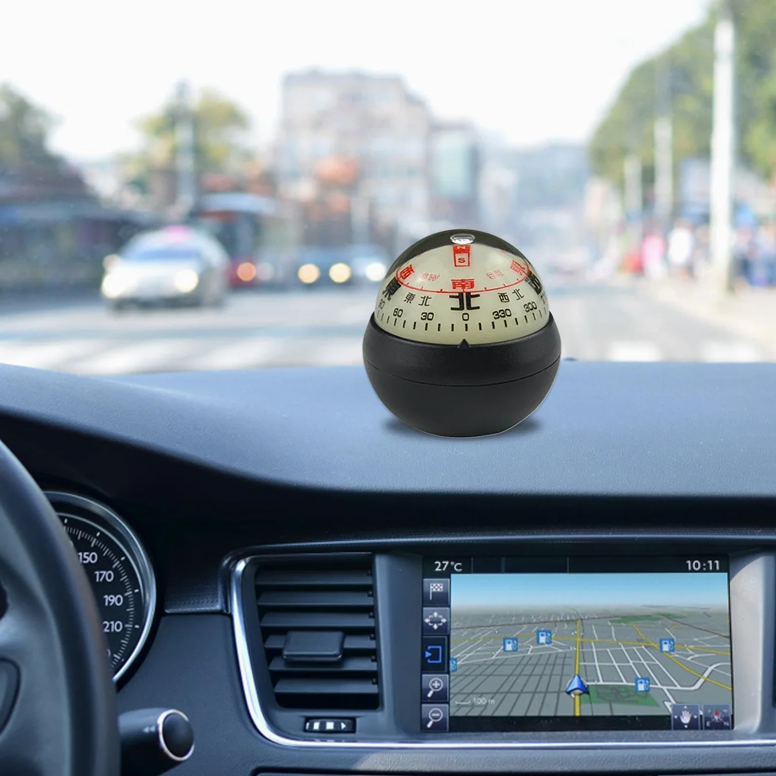 Balón de brújula ajustable con doble esfera, diseño luminoso, para coche, barco, caravana, para encontrar la dirección