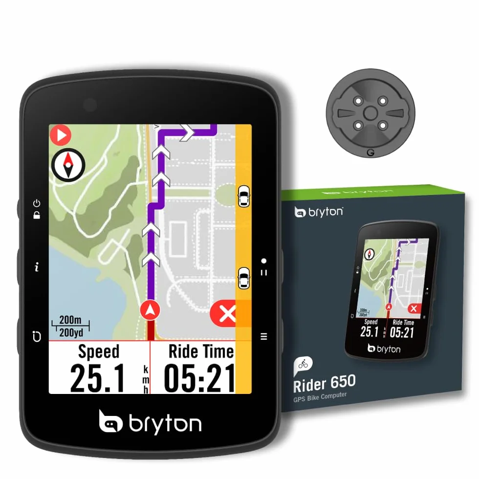 Bryton Rider 650 Ciclocomputador GPS, Pantalla táctil a Color de 2,8", hasta 33h de batería, mapas de Europa preinstalados, navegación Giro a Giro, Ajuste automático de Brillo