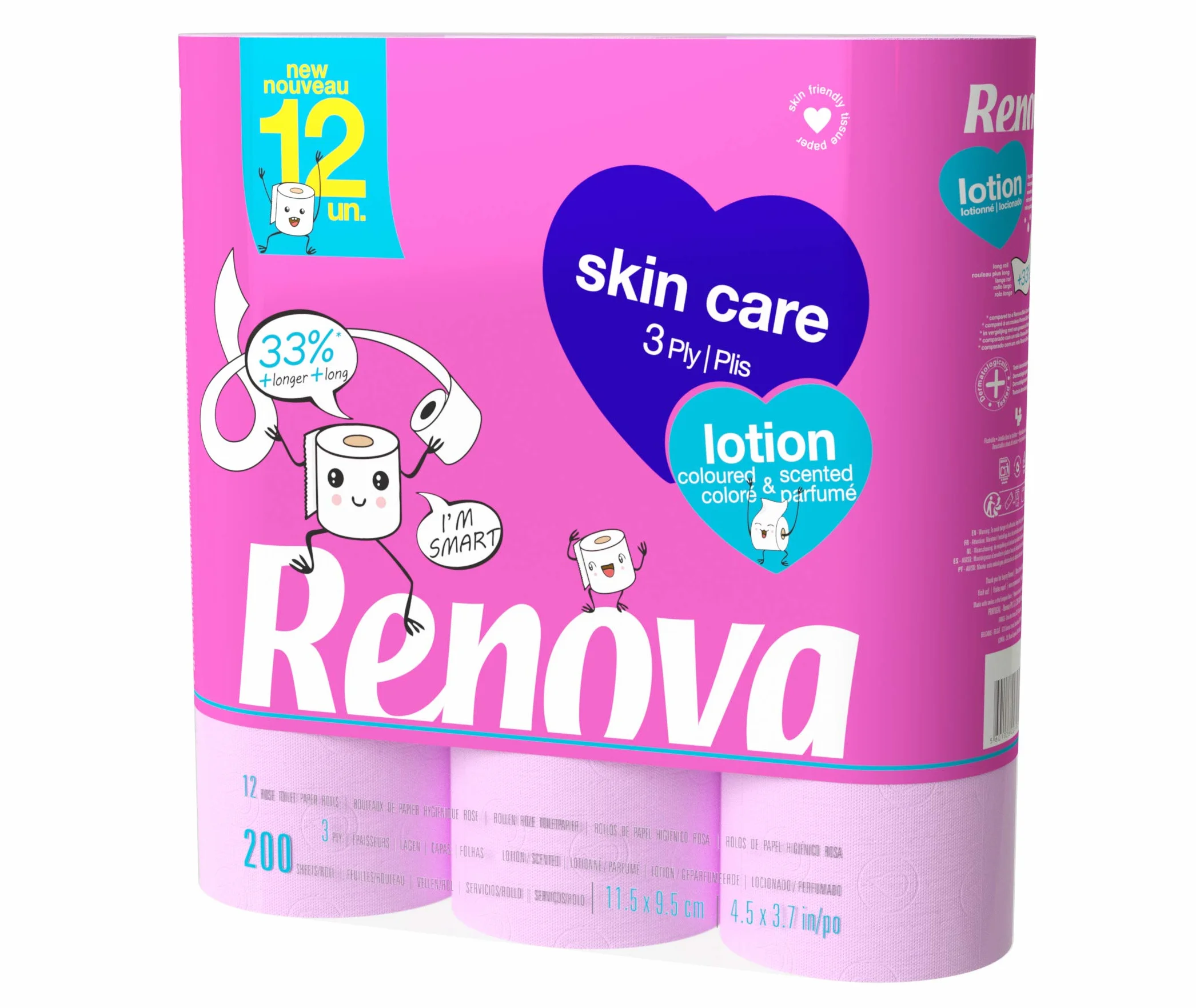 Renova Papel Higiénico SkinCare Lotion 12 Rollos Locionados 3 Capas XXL FSC