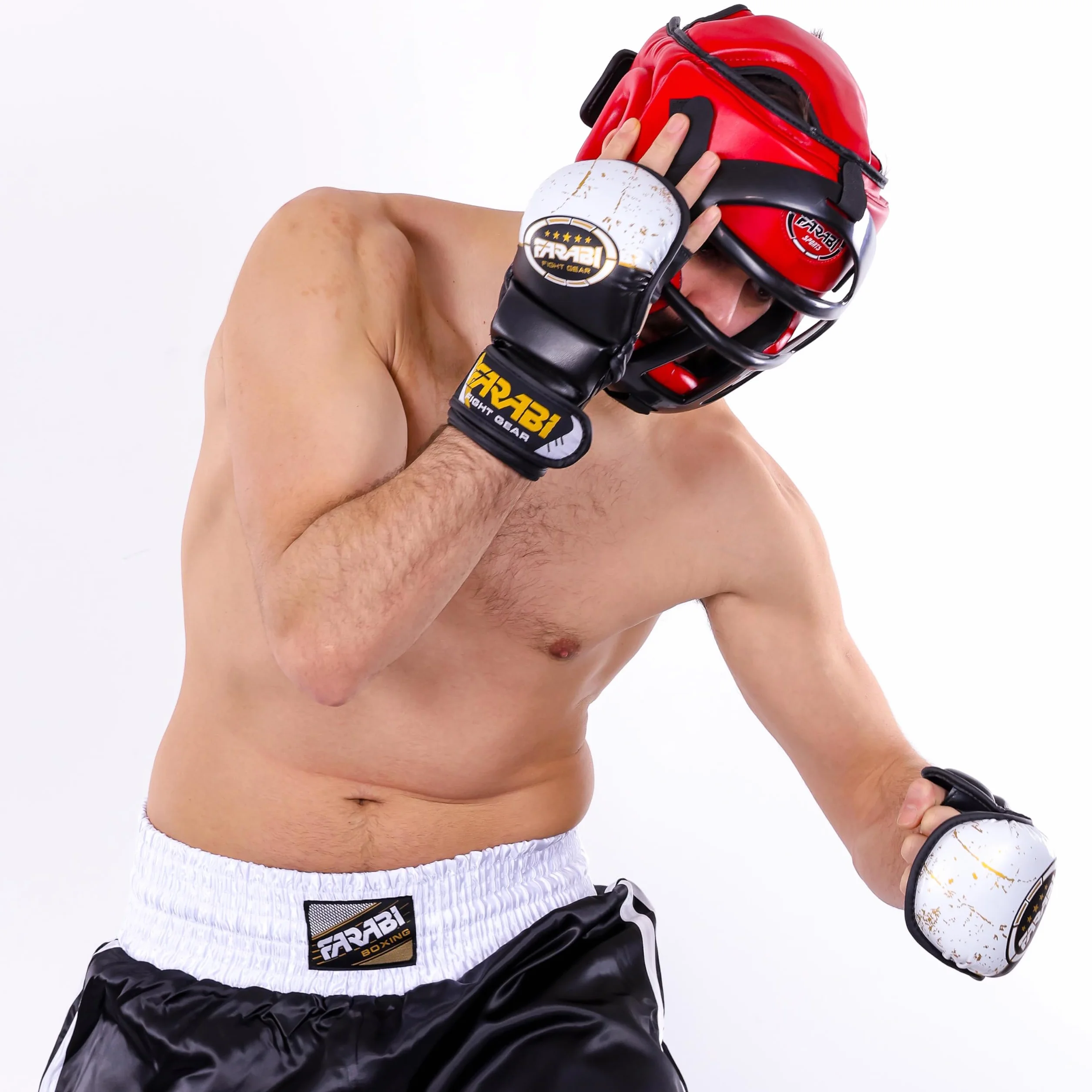 Farabi Sports Guantes MMA con Soporte de Muñeca Ajustable, Palma Abierta para Muay Thai y Entrenamiento