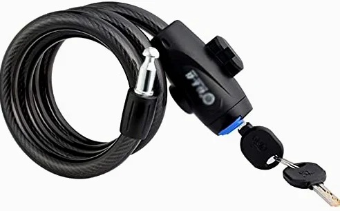 Candado de bicicleta con candado de cable de acero tipo anillo, candado de aleación de acero, con soporte de montaje, negro