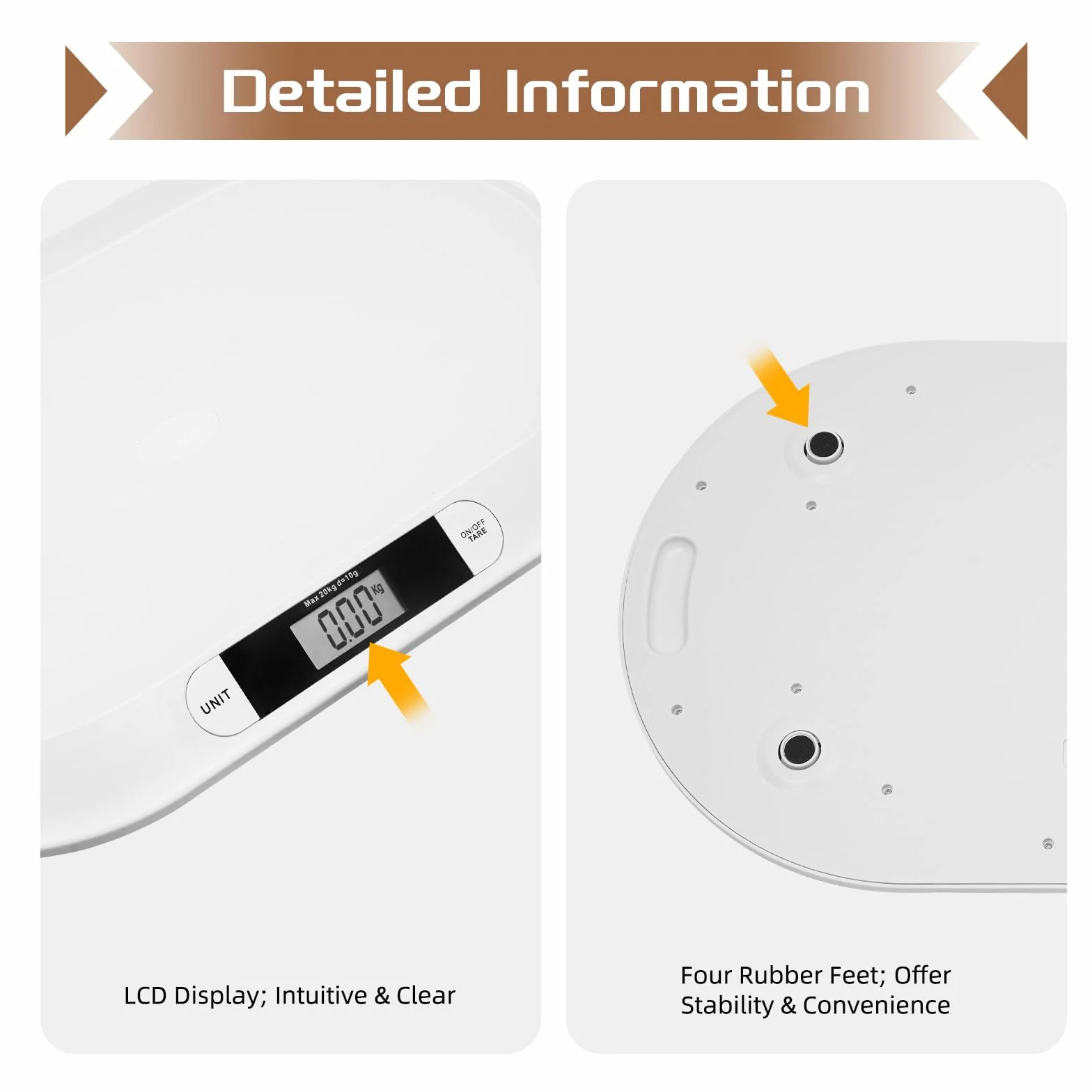 Báscula digital para bebés 20 kg pantalla LCD función tara kg/lbs/st blanco