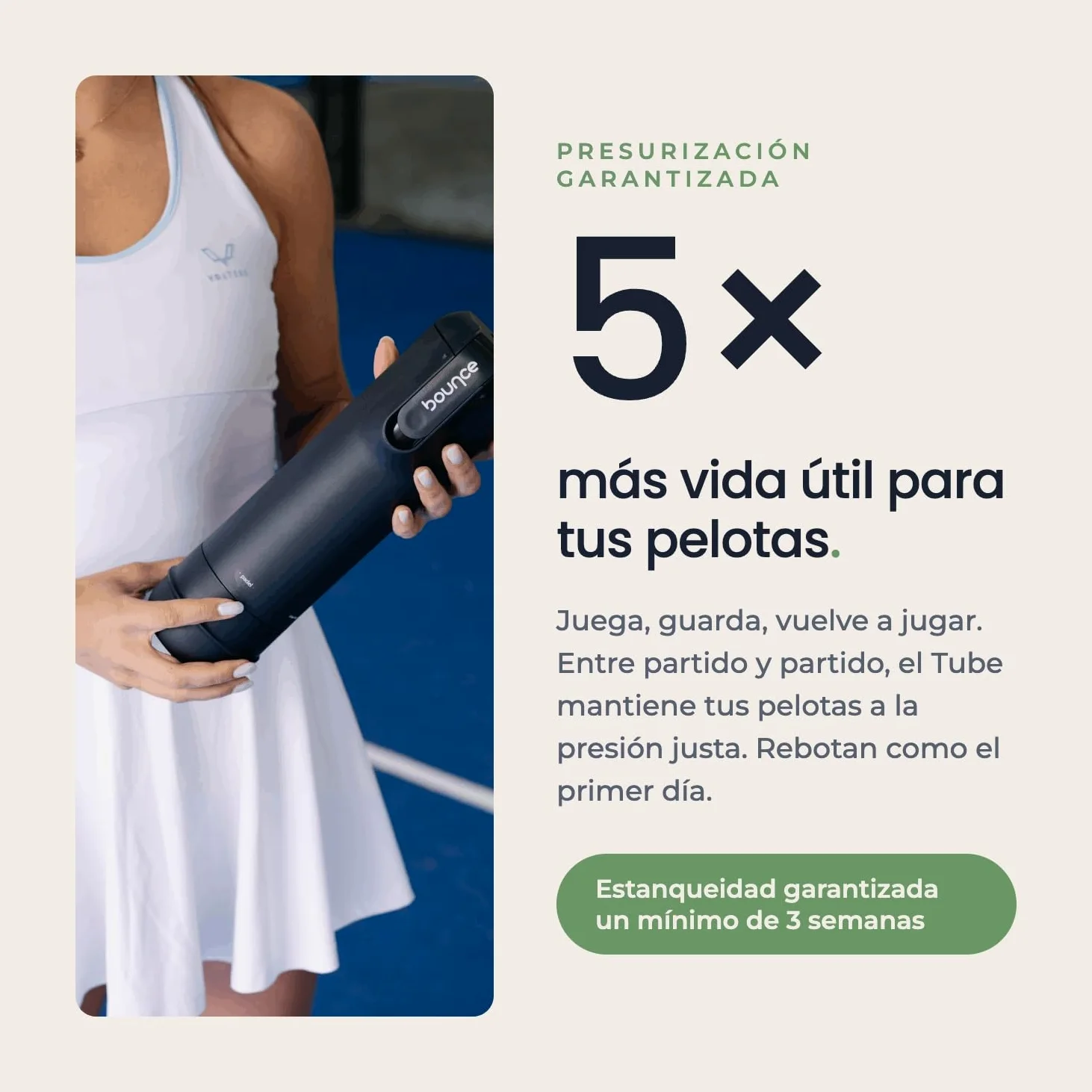 Bounce Tube FilterTech - Presurizador de Pelotas de Pádel | Vida Útil x5 – Estanqueidad Reforzada 3 Semanas – Bomba Integrada Patentada – Made in France