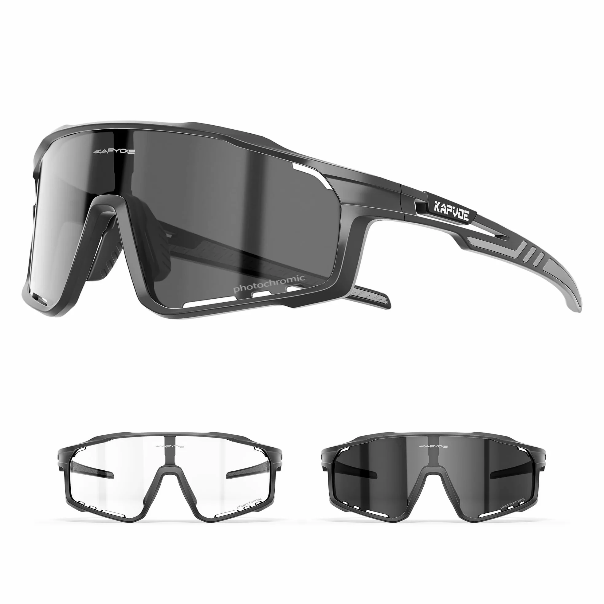 KAPVOE Gafas de Ciclismo Hombre Mujer K76 | Montura TR90, almohadilla nasal ajustable para ciclismo.
